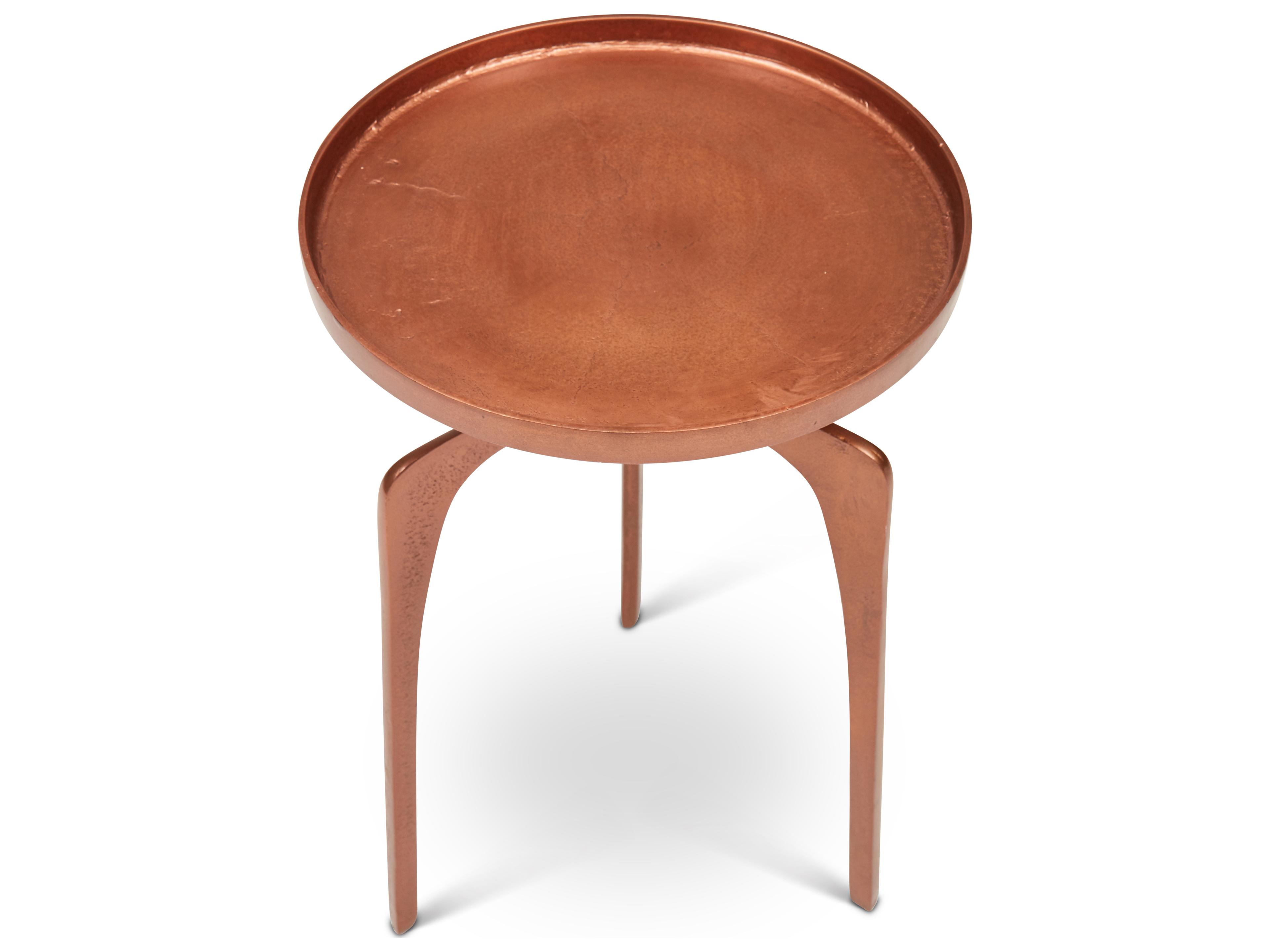 Urbia Elements Round Metal Vintage Copper End Table