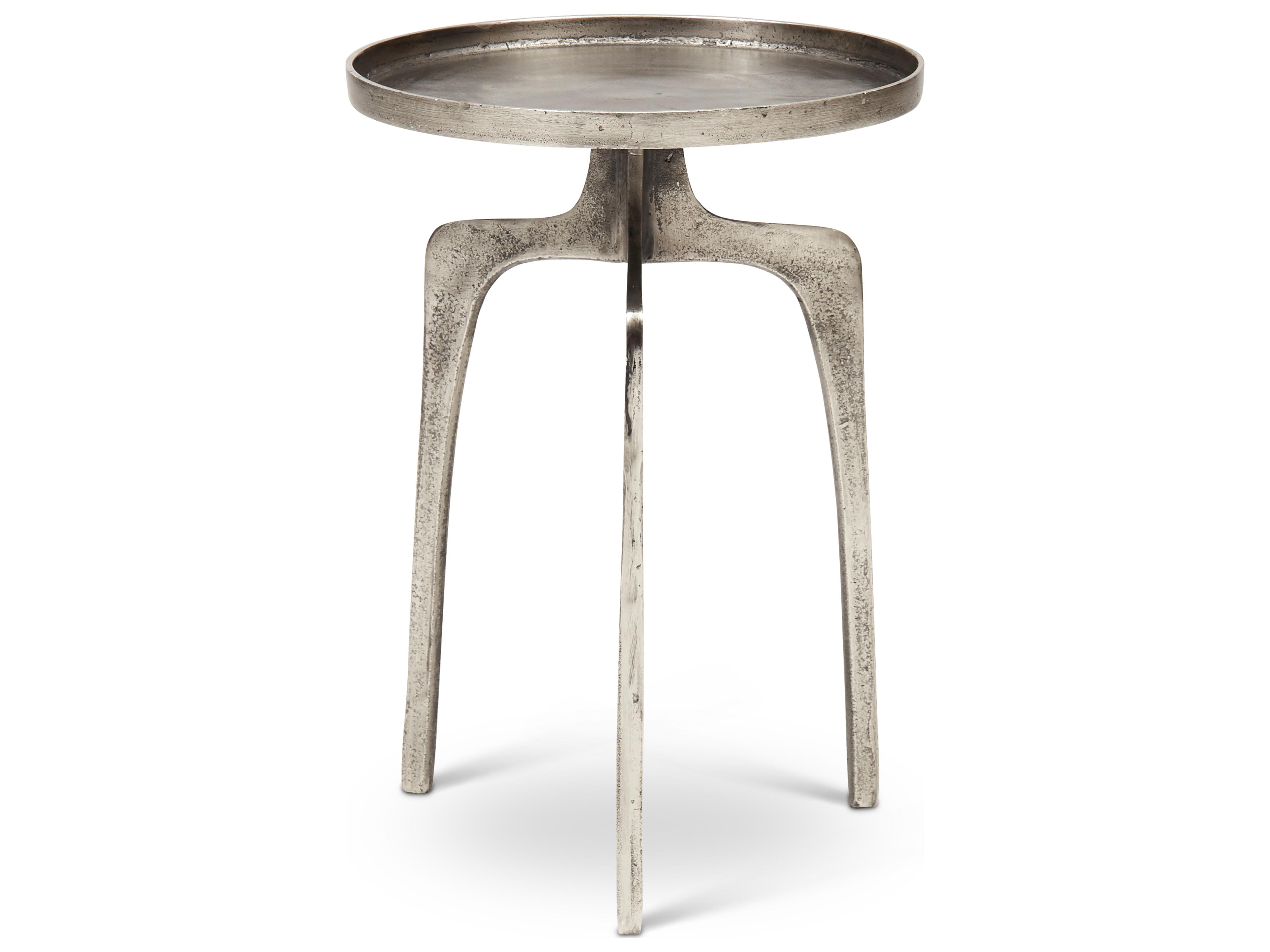 Urbia Elements Round Metal Vintage Silver End Table
