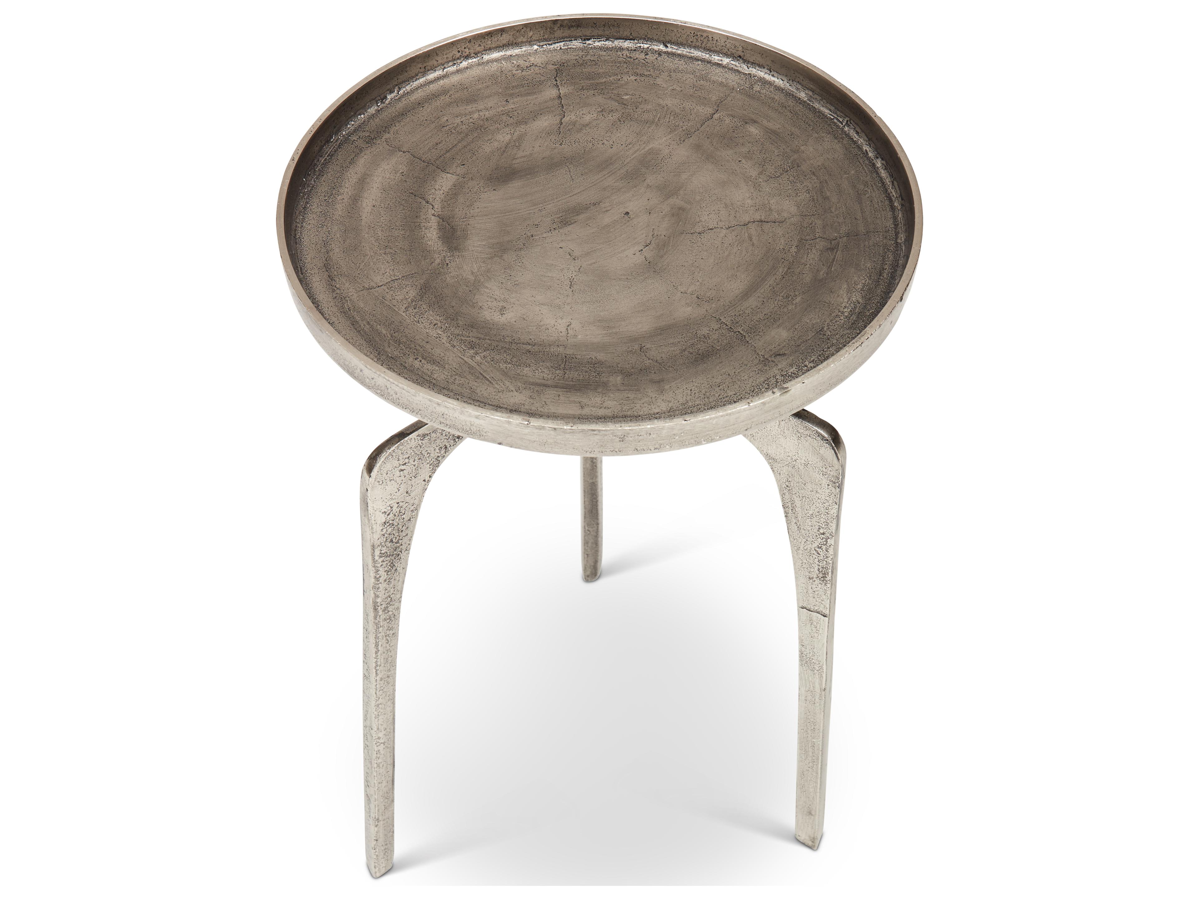Urbia Elements Round Metal Vintage Silver End Table