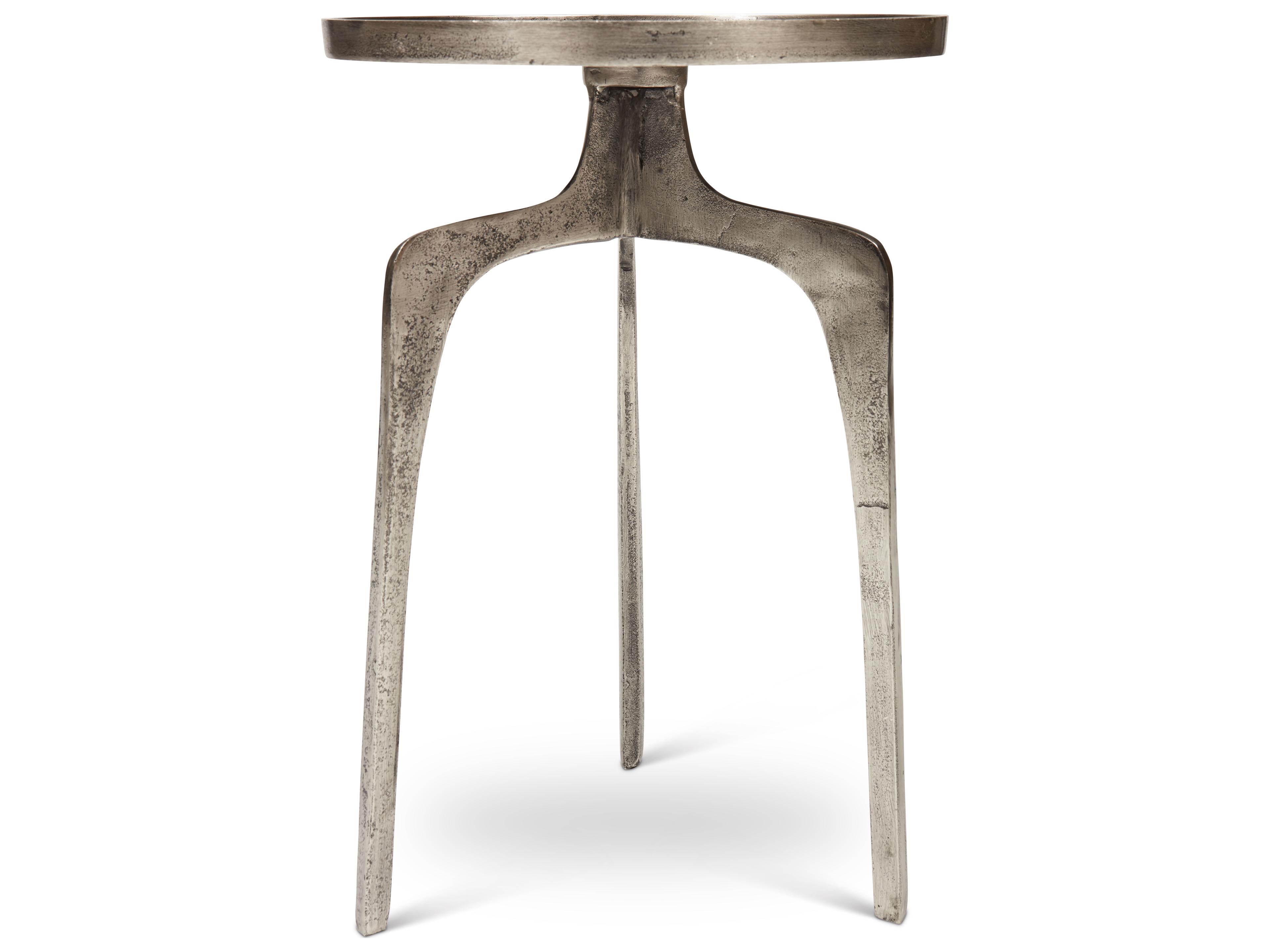 Urbia Elements Round Metal Vintage Silver End Table