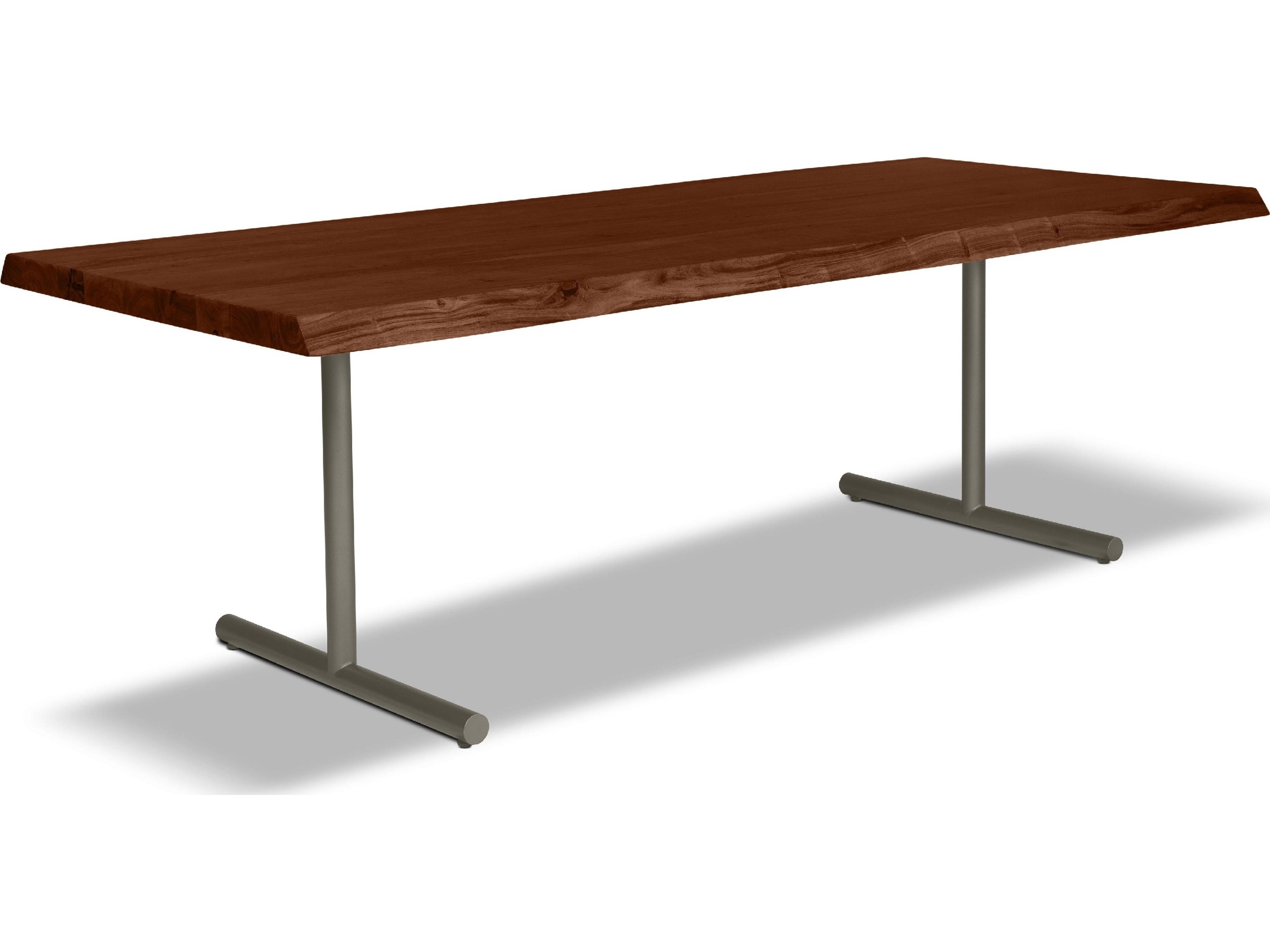 Brooks Dining Table T Base Americano Top Pewter Base