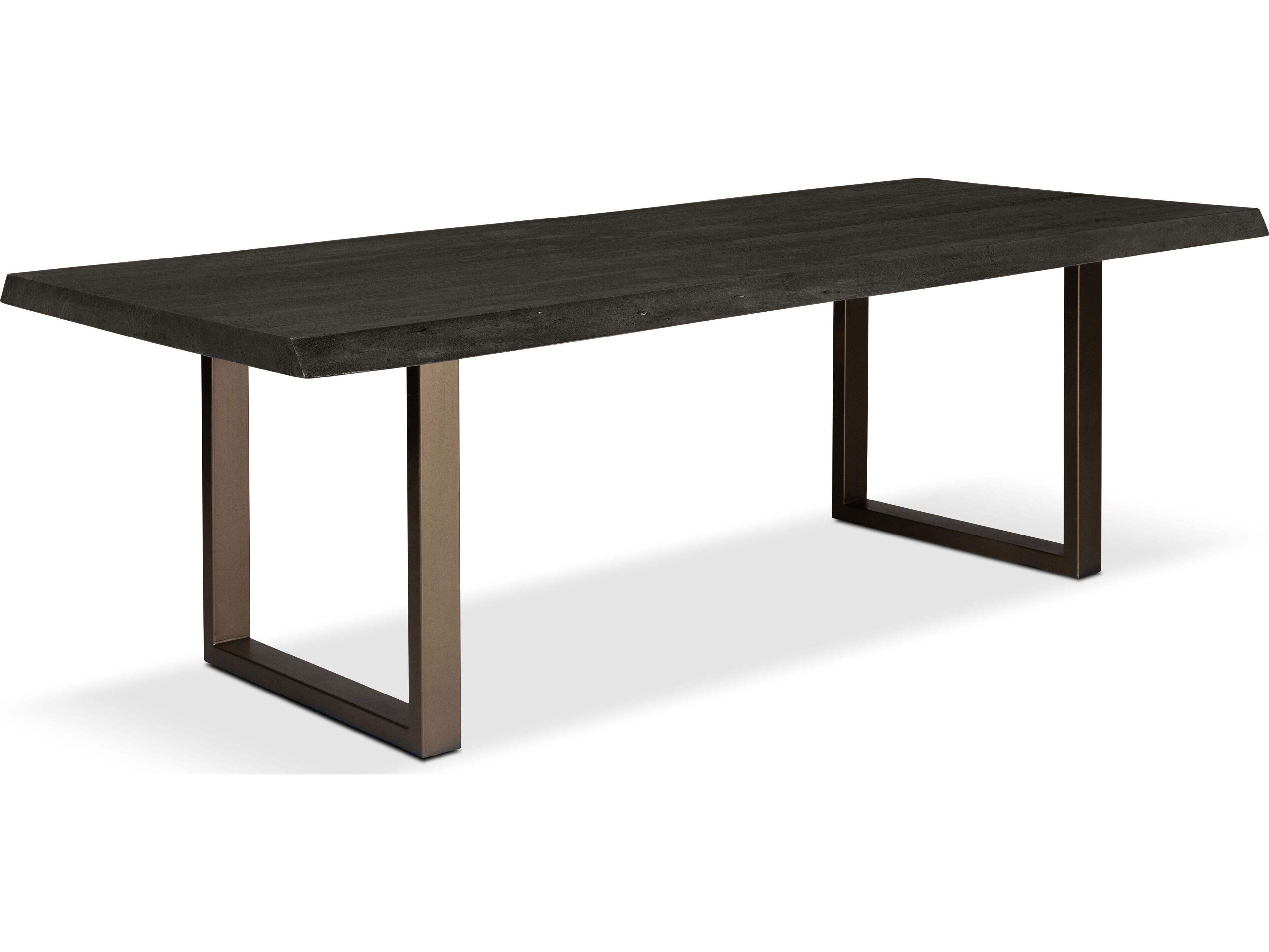 Brooks Rectangular Dining Table Ebonized Wood Brass Base