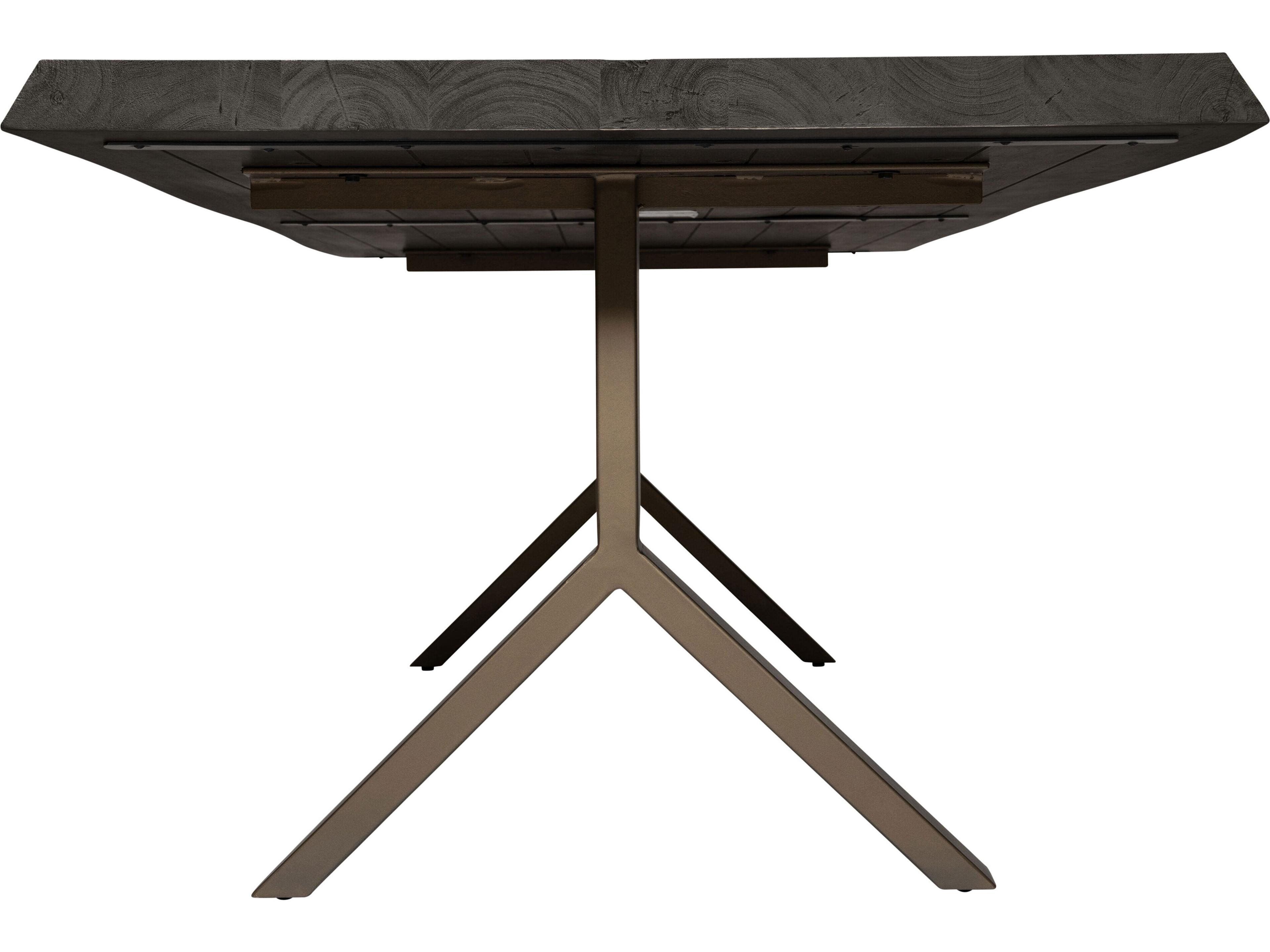 Urbia Brooks Dining Table Y Base Ebonized Top Brass Base