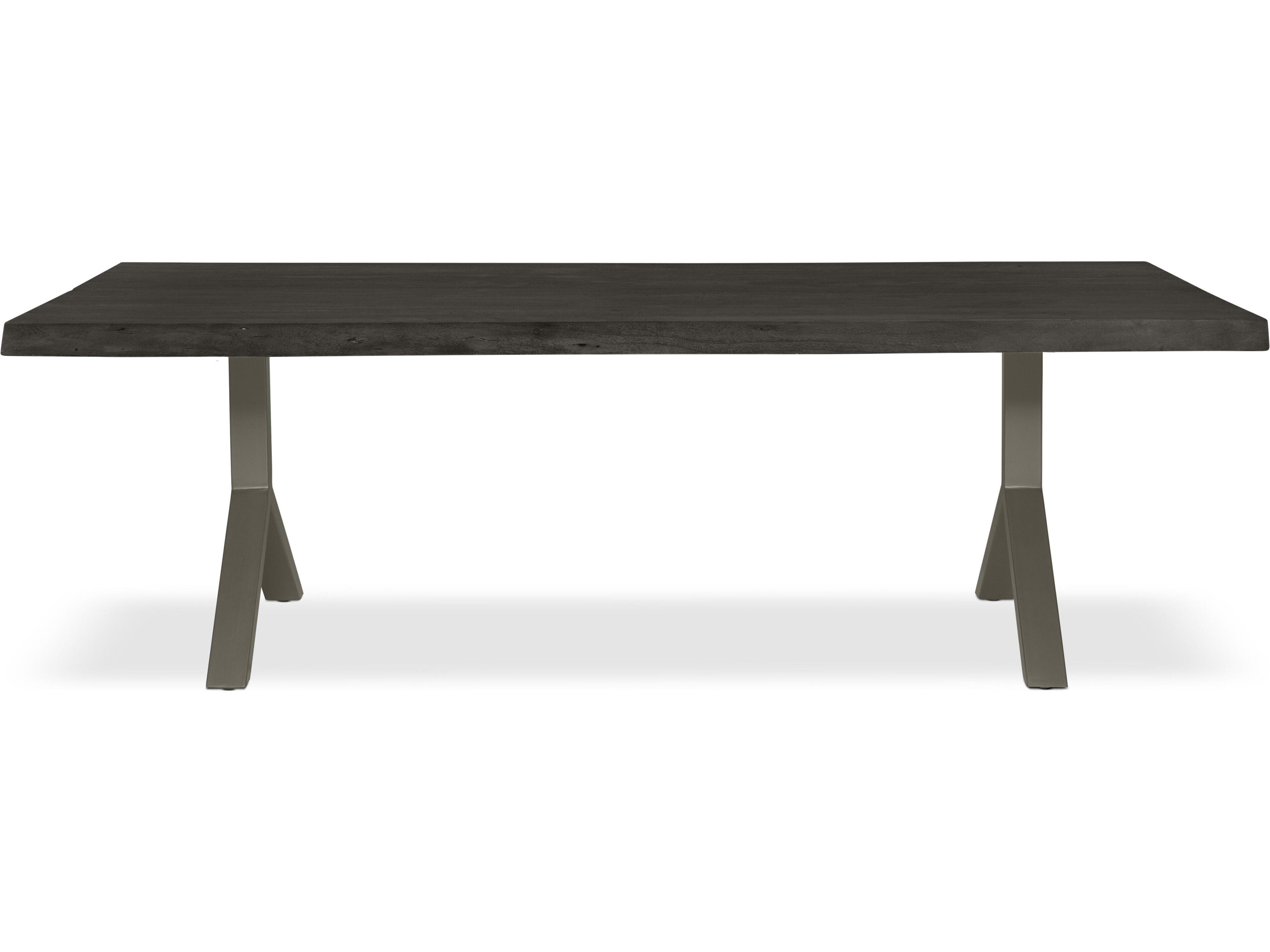 Urbia Brooks Dining Table Y Base Ebonized Top Pewter Base