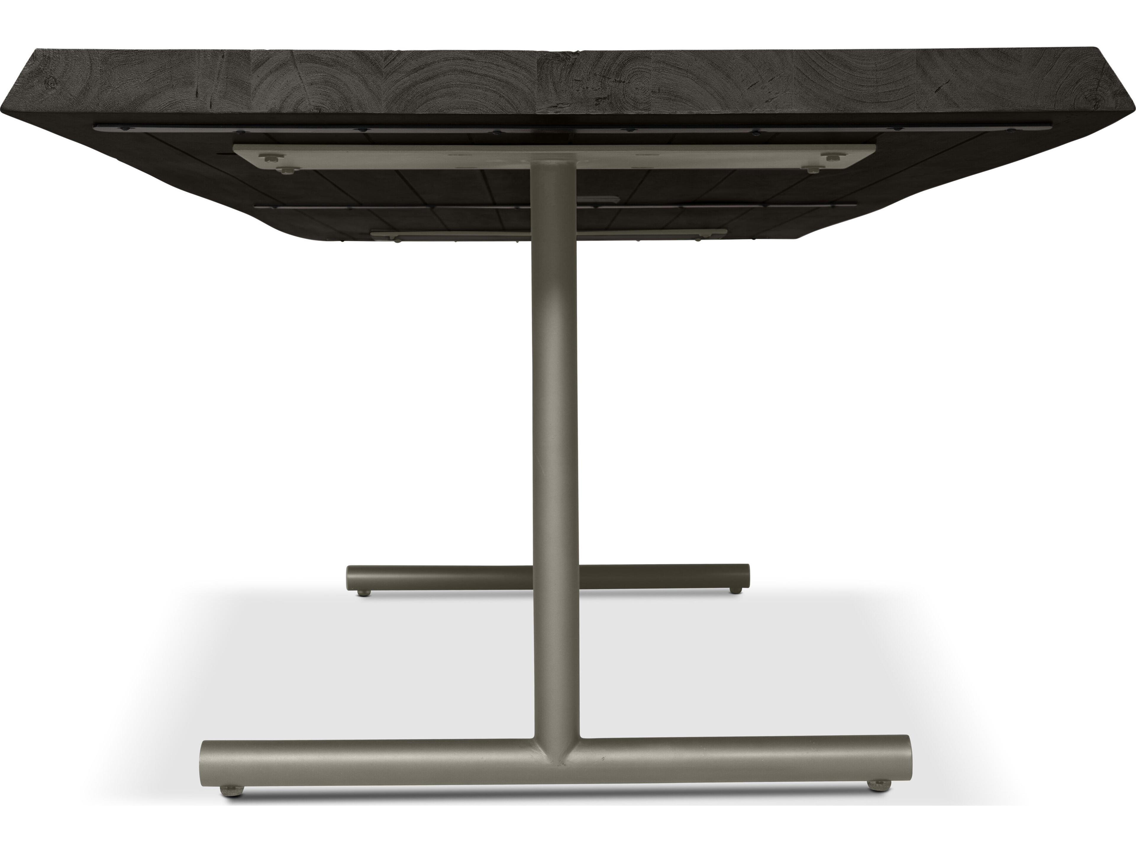 Urbia Brooks Dining Table T Base Ebonized Top Pewter Base