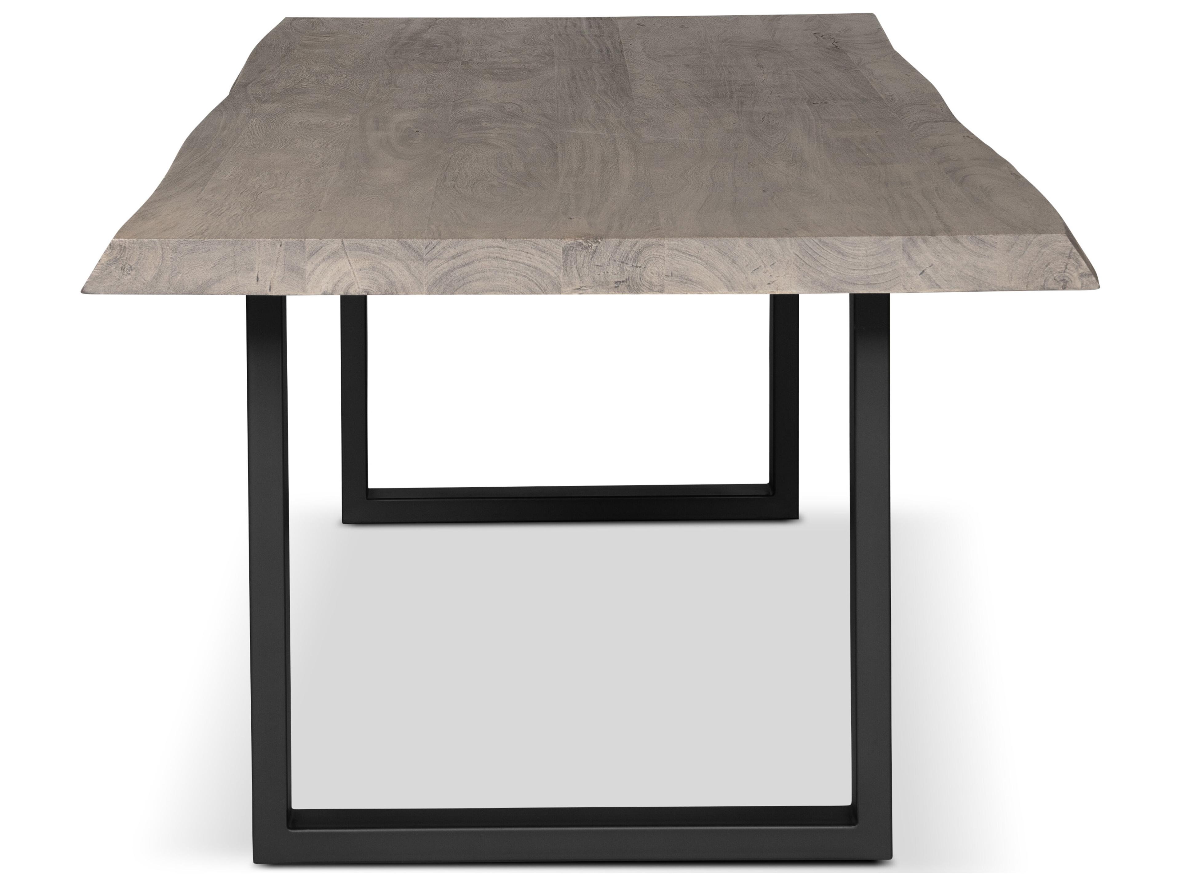 Urbia Brooks Rectangular Wood Sandblasted Grey Black Dining Table