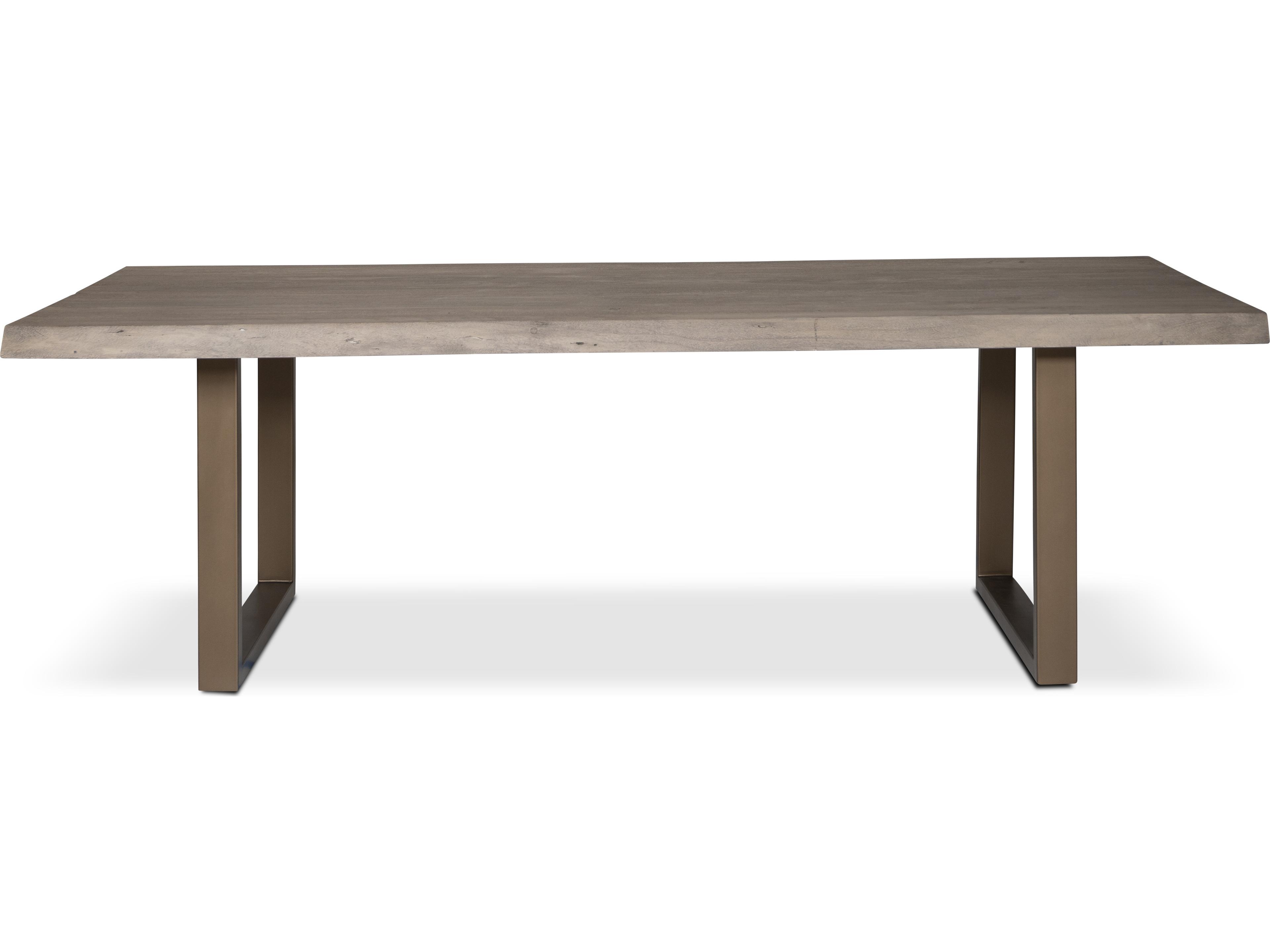 Urbia Brooks Rectangular Wood Sandblasted Grey Brass Dining Table