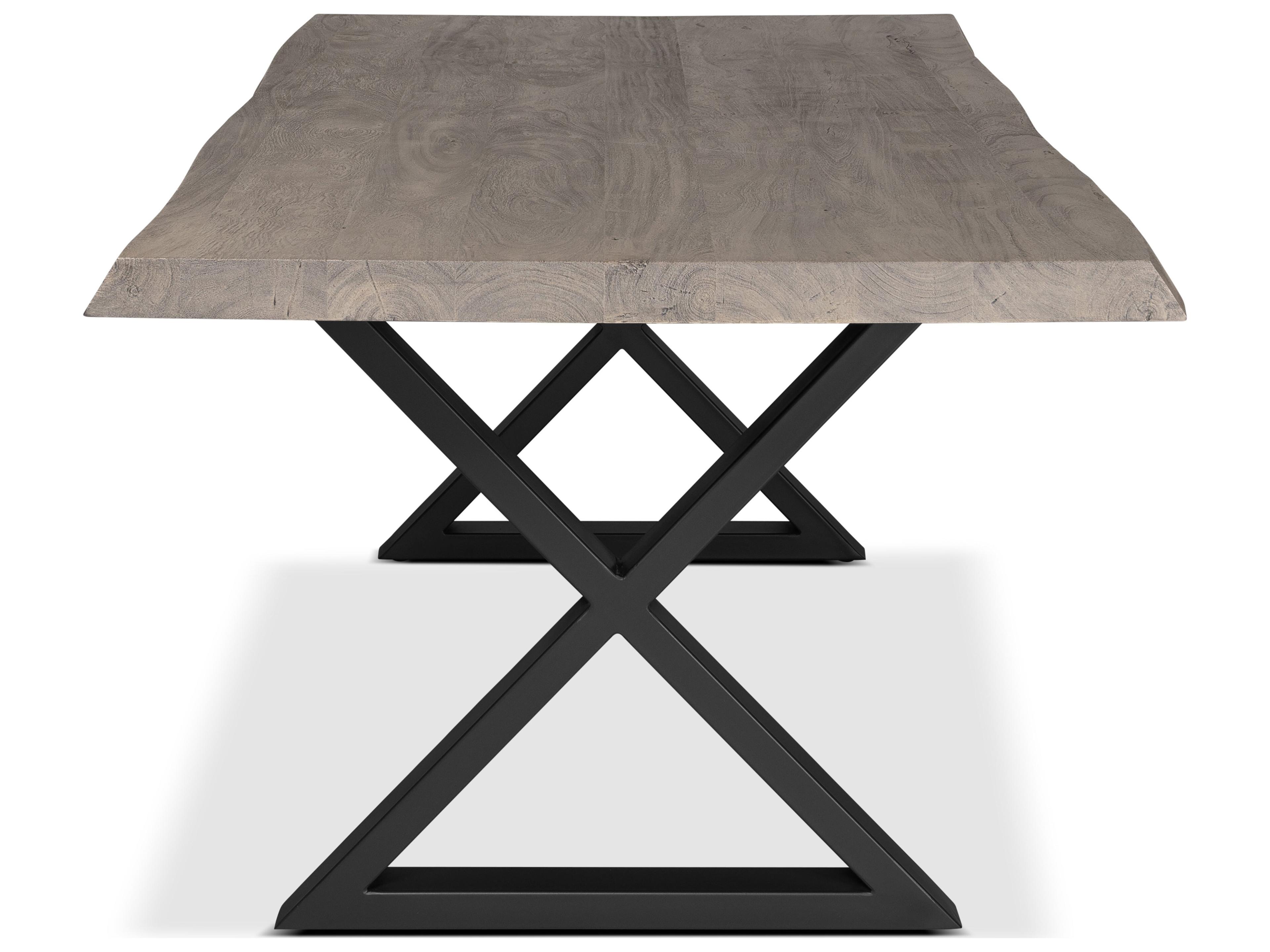 Urbia Brooks Rectangular Wood Sandblasted Grey Black Dining Table