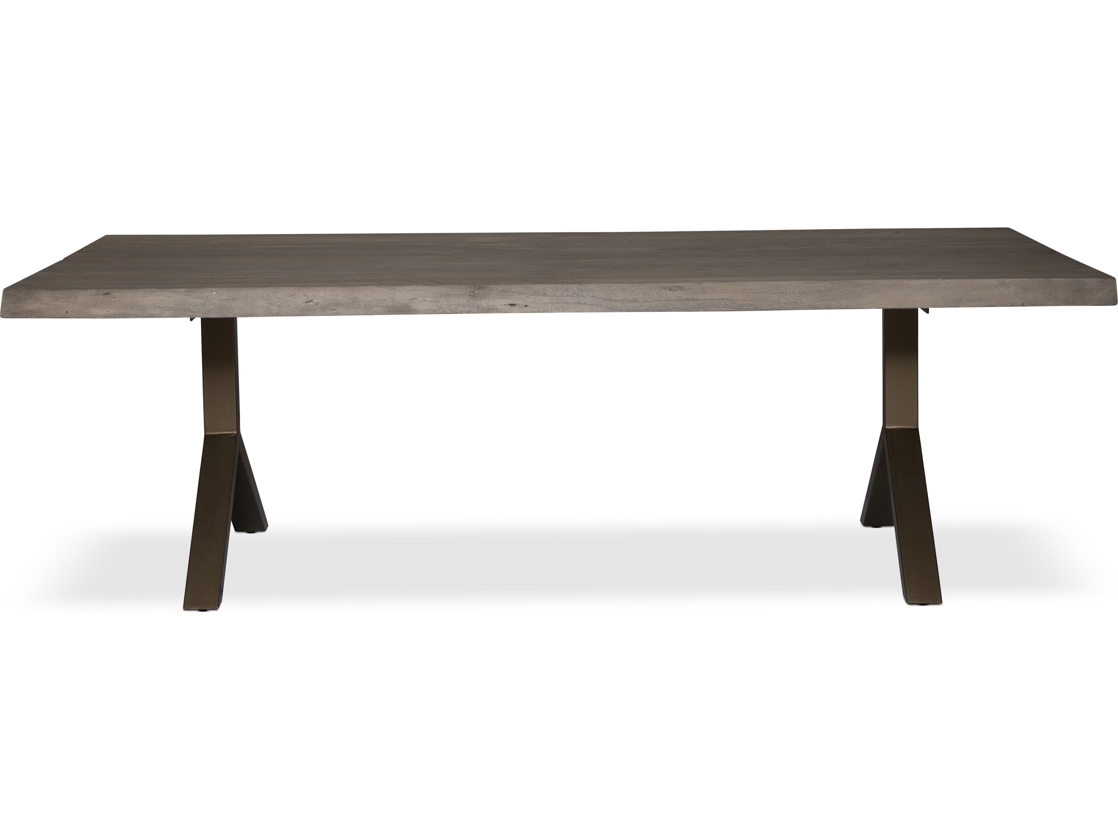 Urbia Brooks Dining Table Y Base Sandblasted Grey Top Brass Base