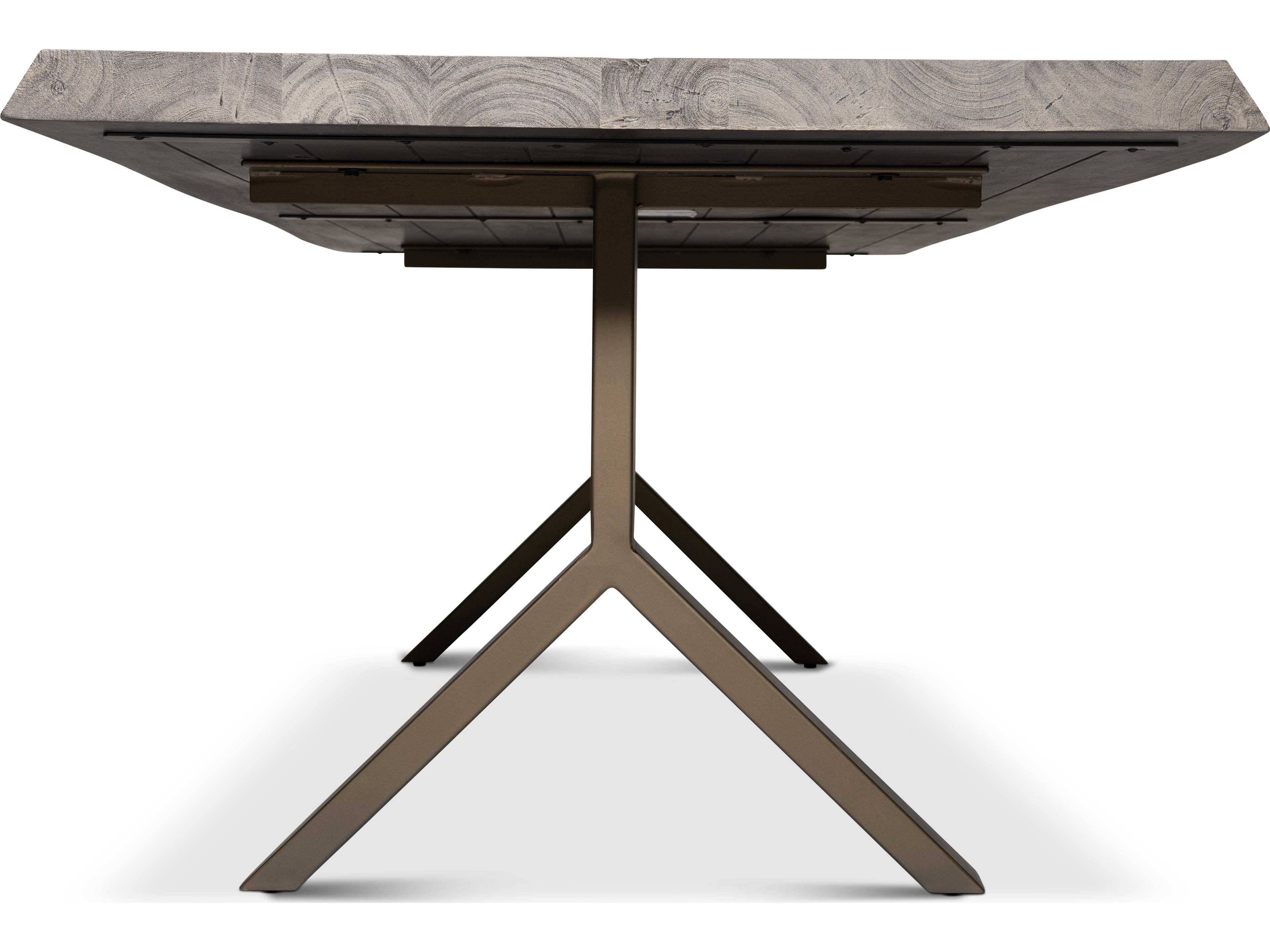 Urbia Brooks Dining Table Y Base Sandblasted Grey Top Brass Base