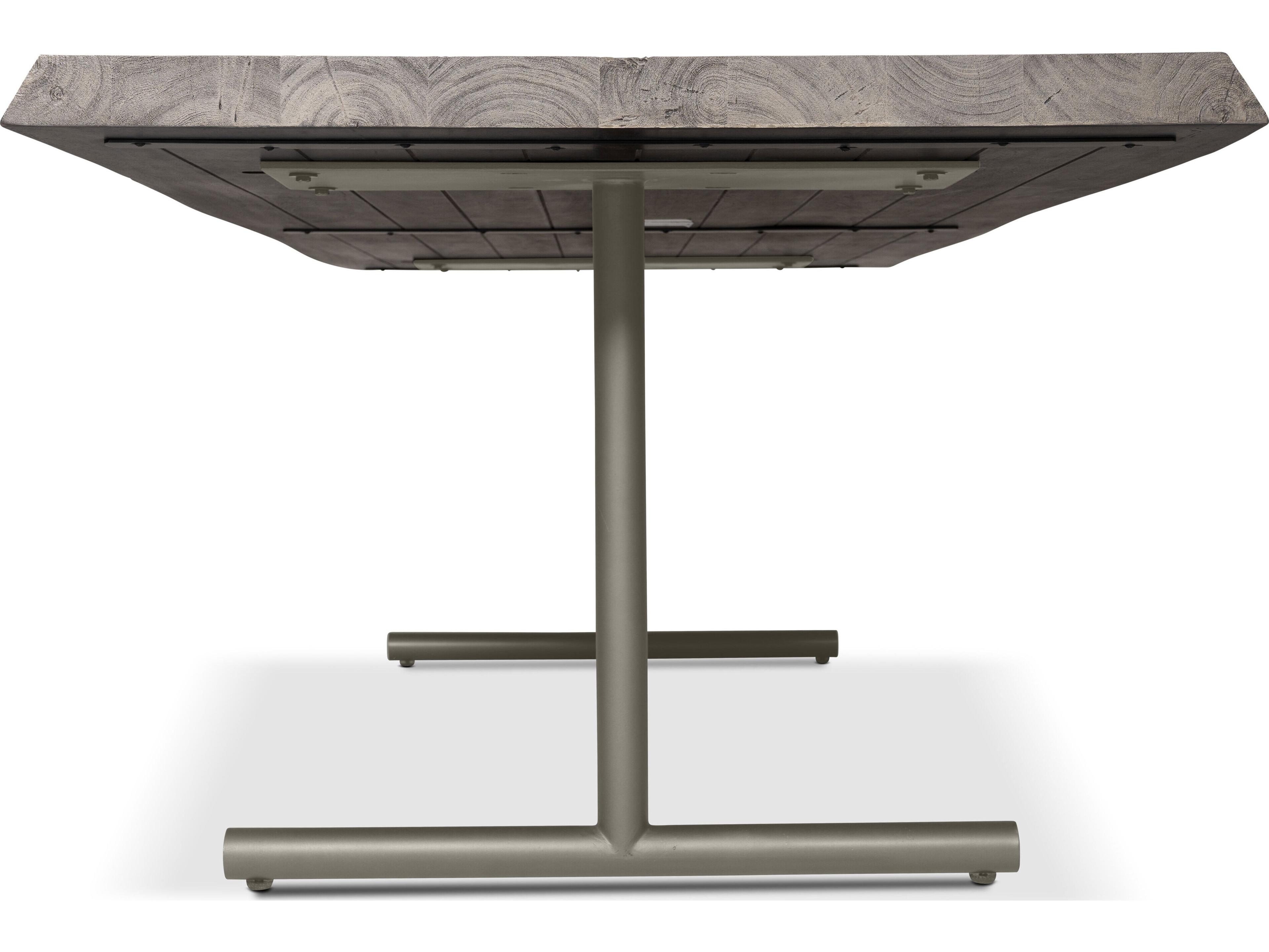 Urbia Brooks Dining Table T Base Sandblasted Grey Top Pewter Base