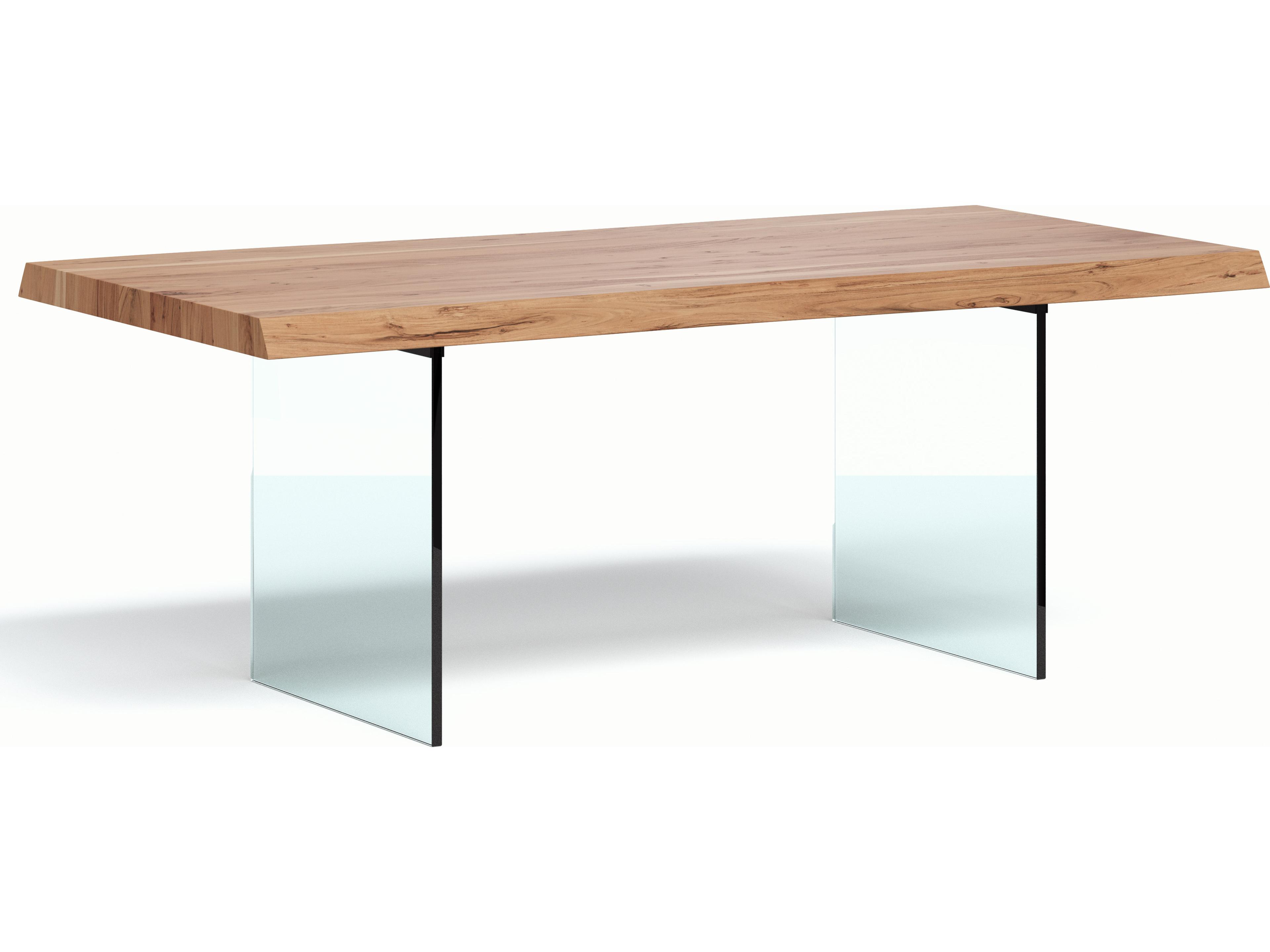 Urbia Brooks Dining Table Glass Base Teak Top Clear Glass Base