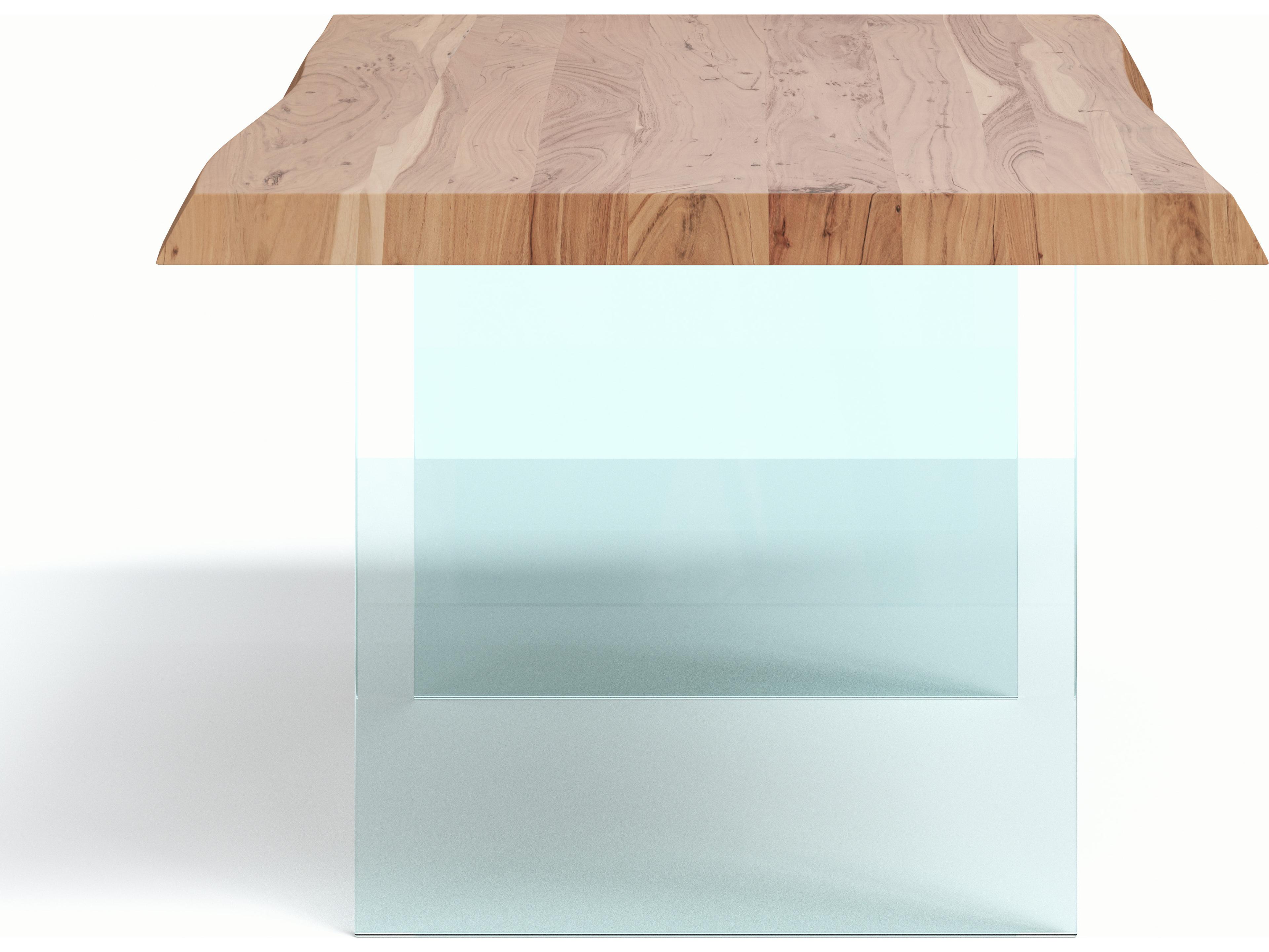 Urbia Brooks Dining Table Glass Base Teak Top Clear Glass Base
