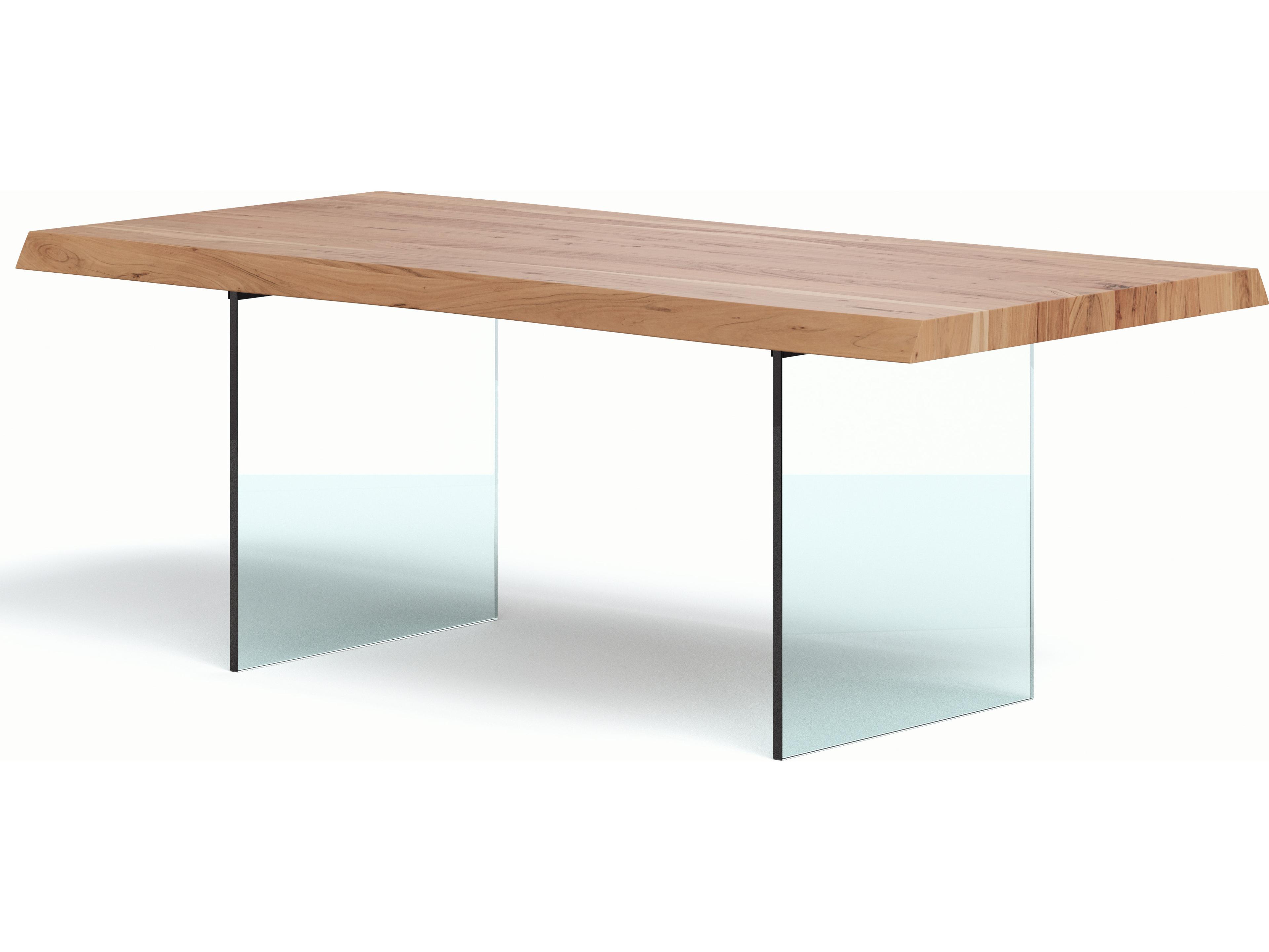 Urbia Brooks Dining Table Glass Base Teak Top Clear Glass Base