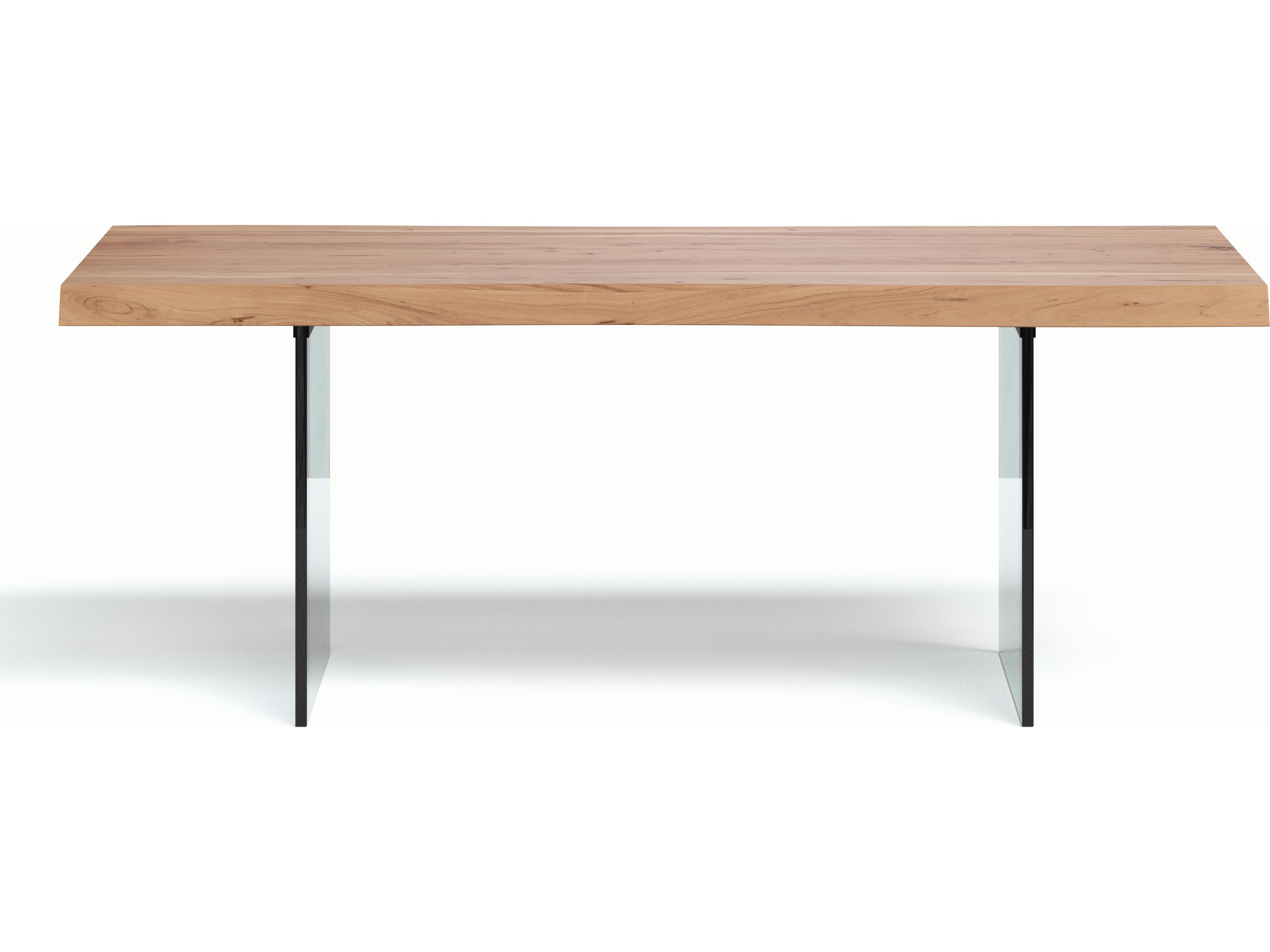 Urbia Brooks Dining Table Glass Base Teak Top Clear Glass Base