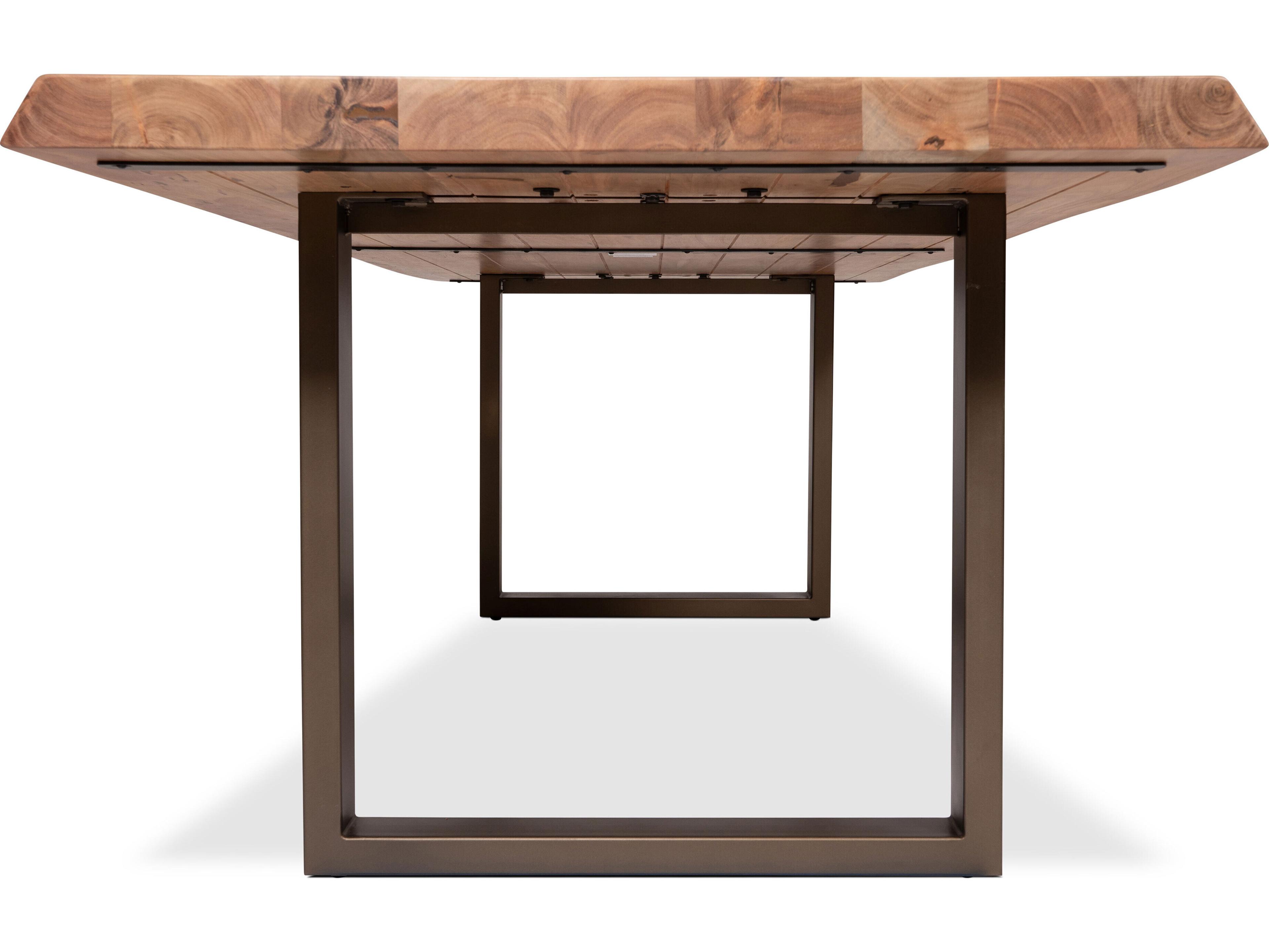 Urbia Brooks Dining Table U Base Teak Top Brass Base