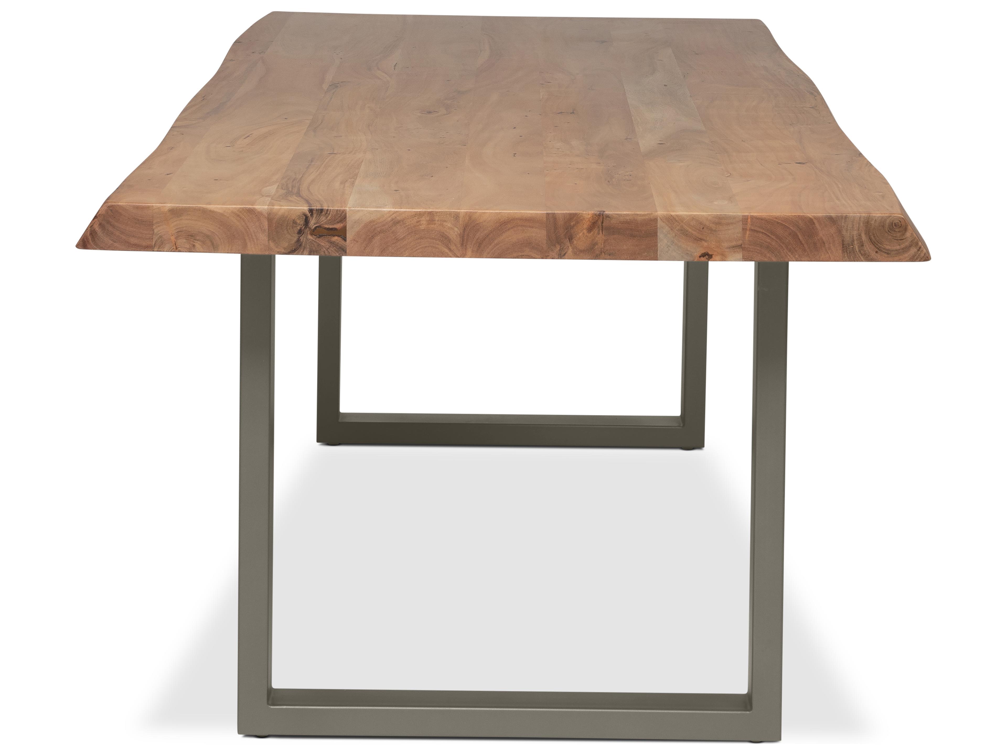 Urbia Brooks Dining Table U Base Teak Top Pewter Base