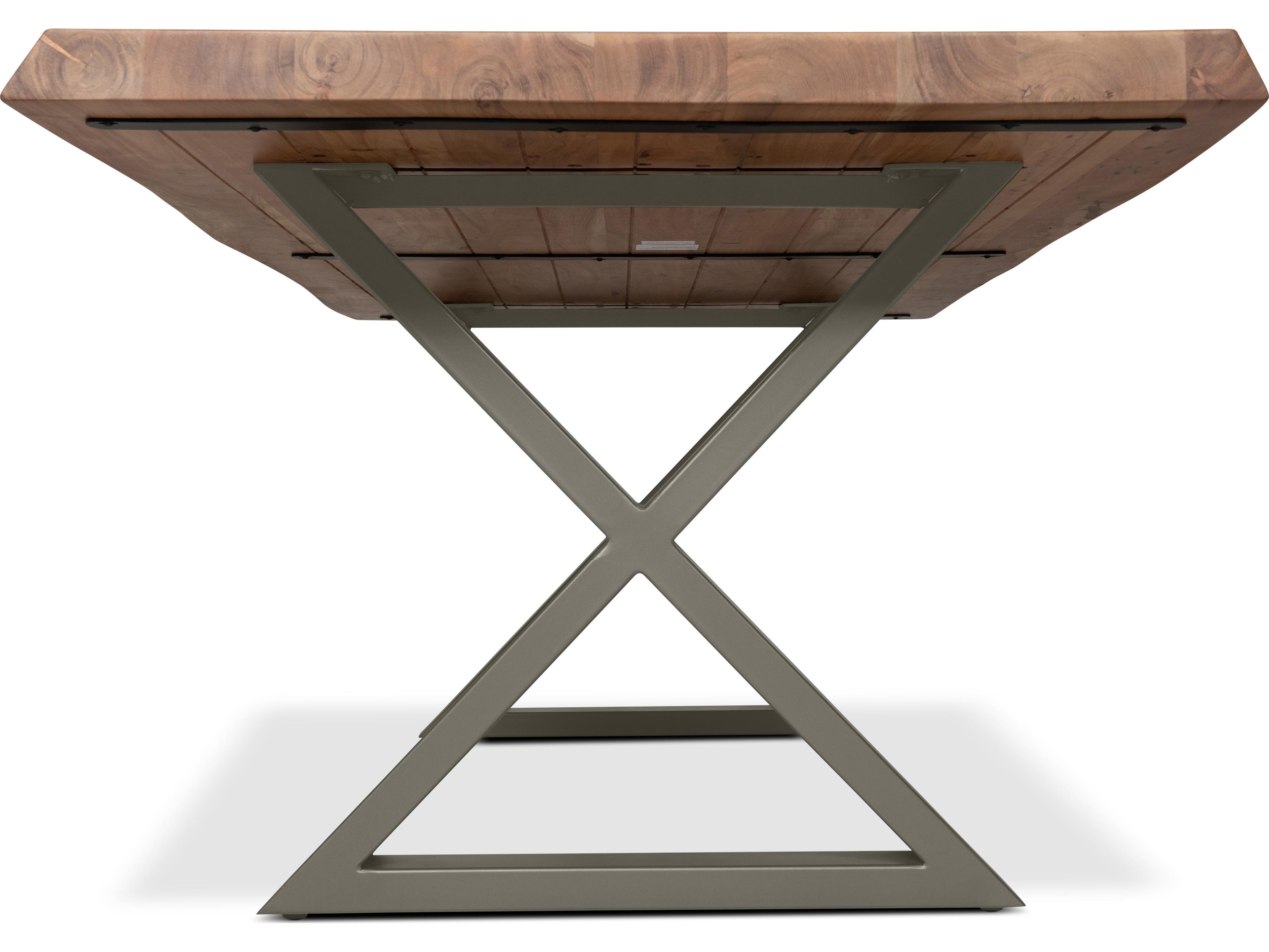 Urbia Brooks Dining Table Base Teak Top Pewter Base