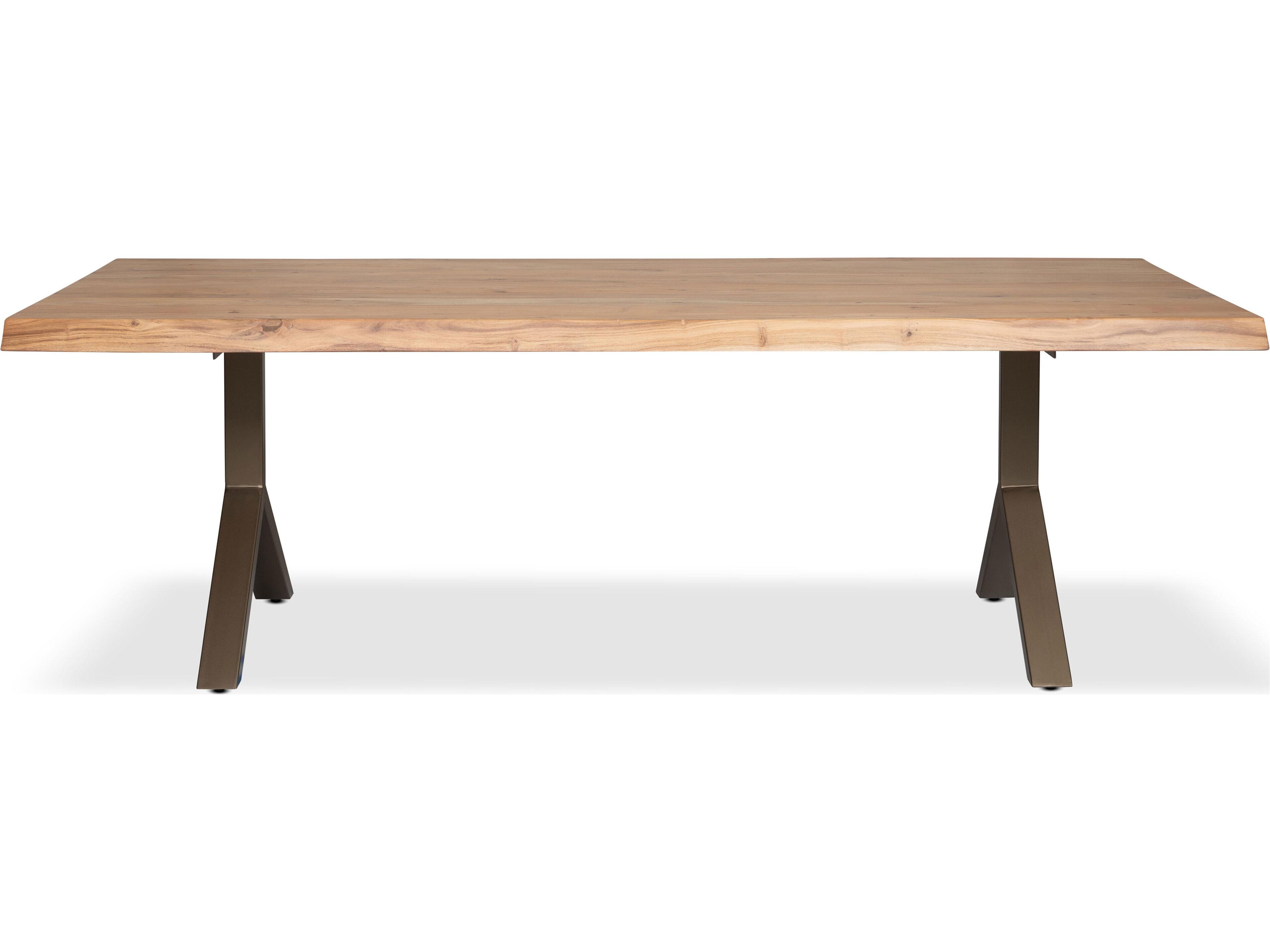 Urbia Brooks Dining Table Y Base Teak Top Brass Base
