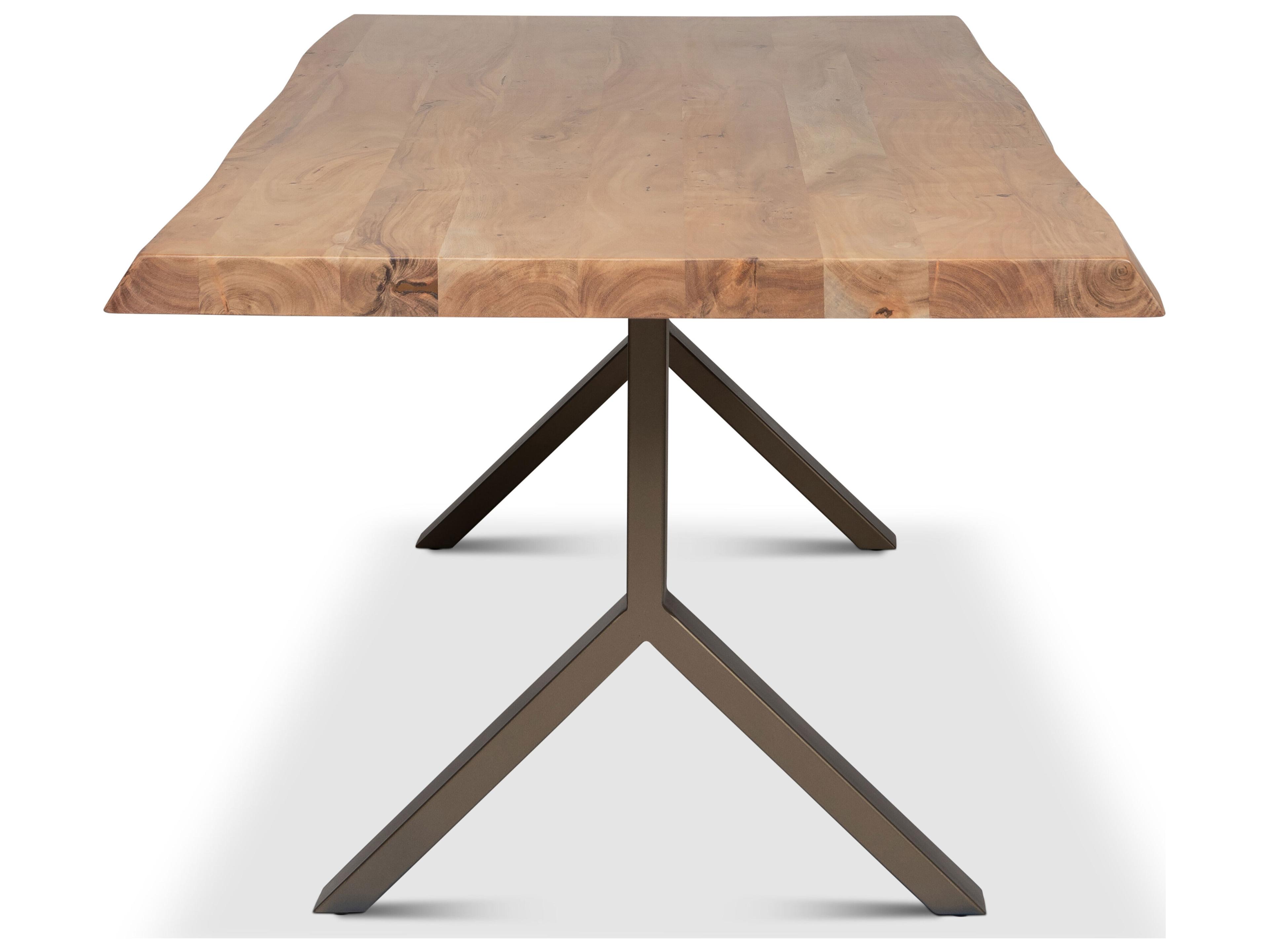 Urbia Brooks Dining Table Y Base Teak Top Brass Base