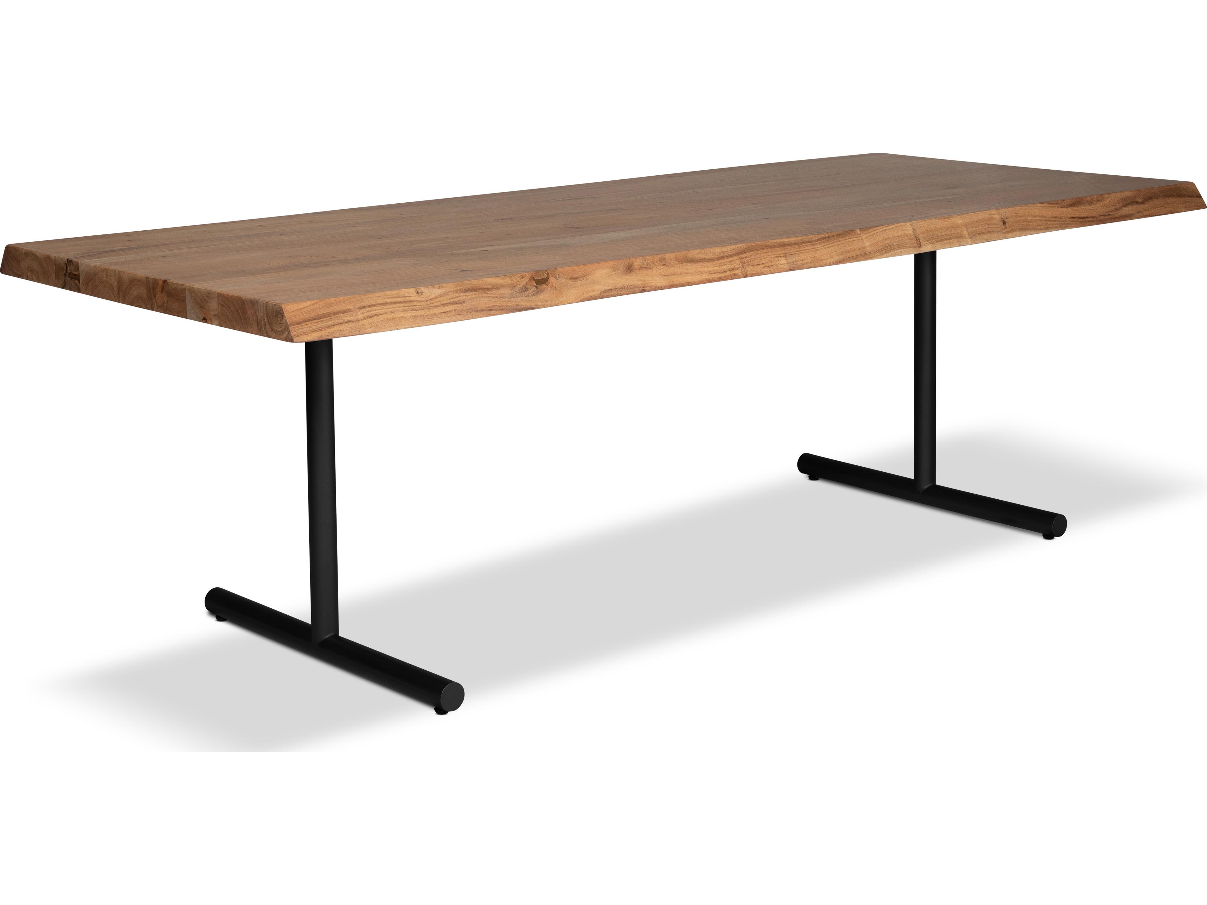 Brooks Dining Table T Base Teak Top Black Base