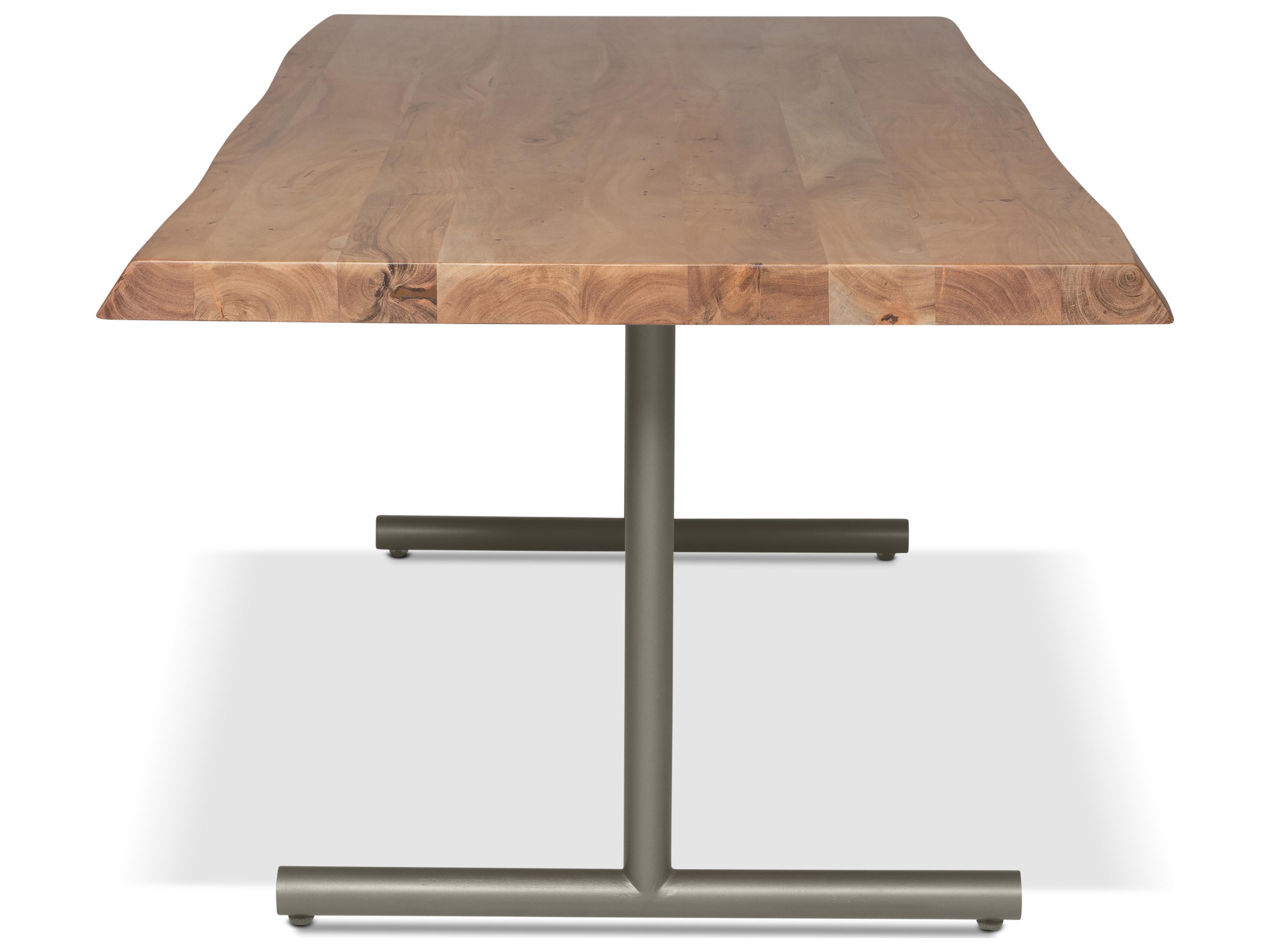 Urbia Brooks Dining Table T Base Teak Top Pewter Base