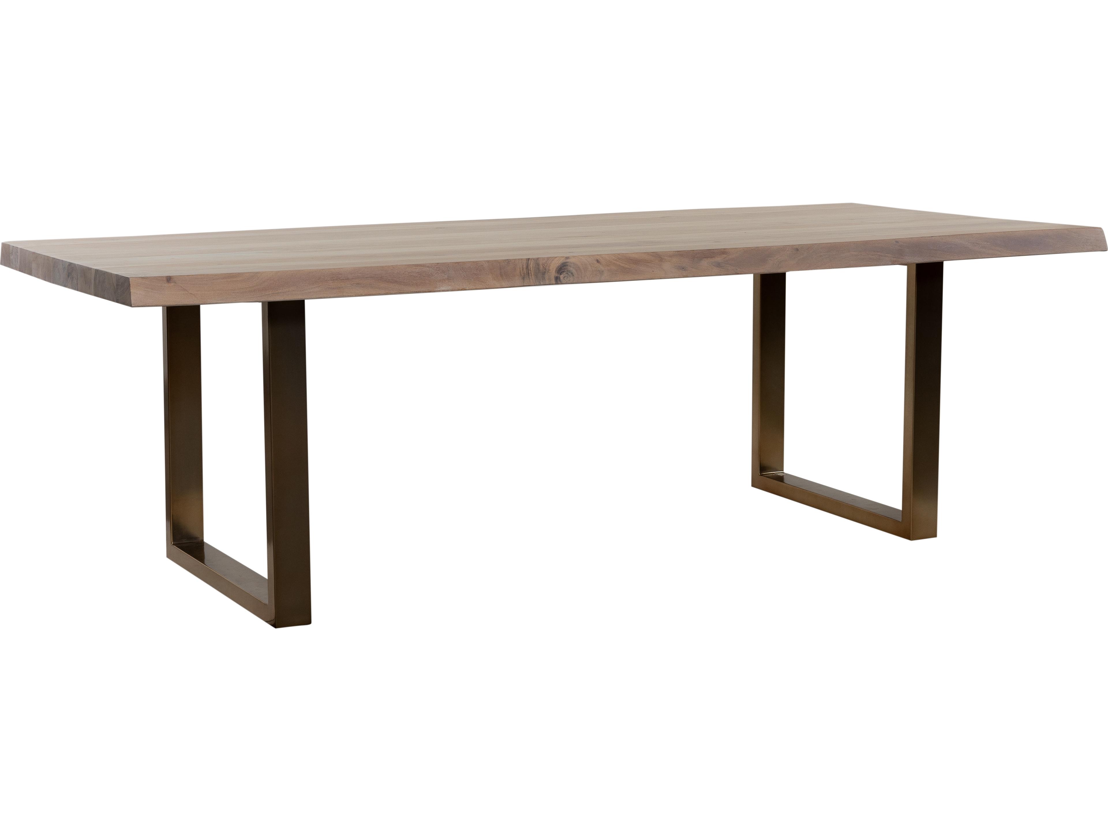 Urbia Brooks Rectangular Wood White Wash Brass Dining Table