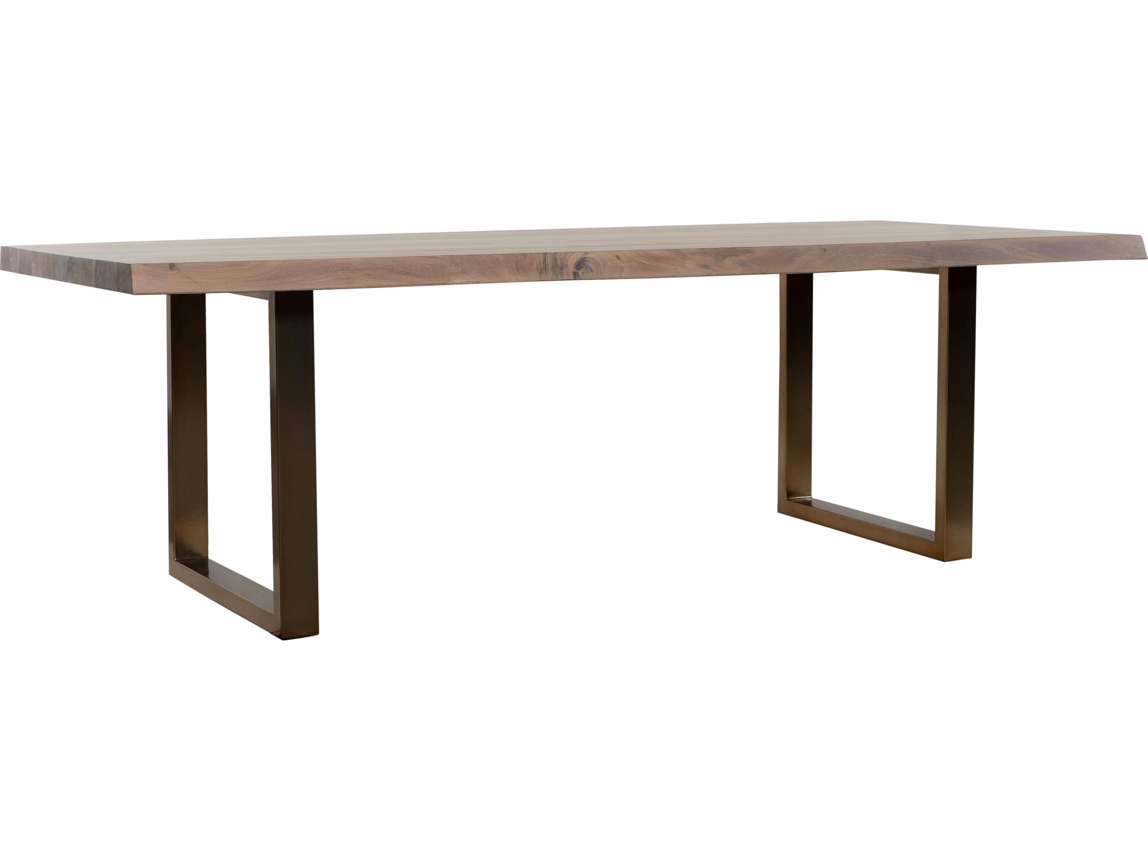 Urbia Brooks Rectangular Wood White Wash Brass Dining Table