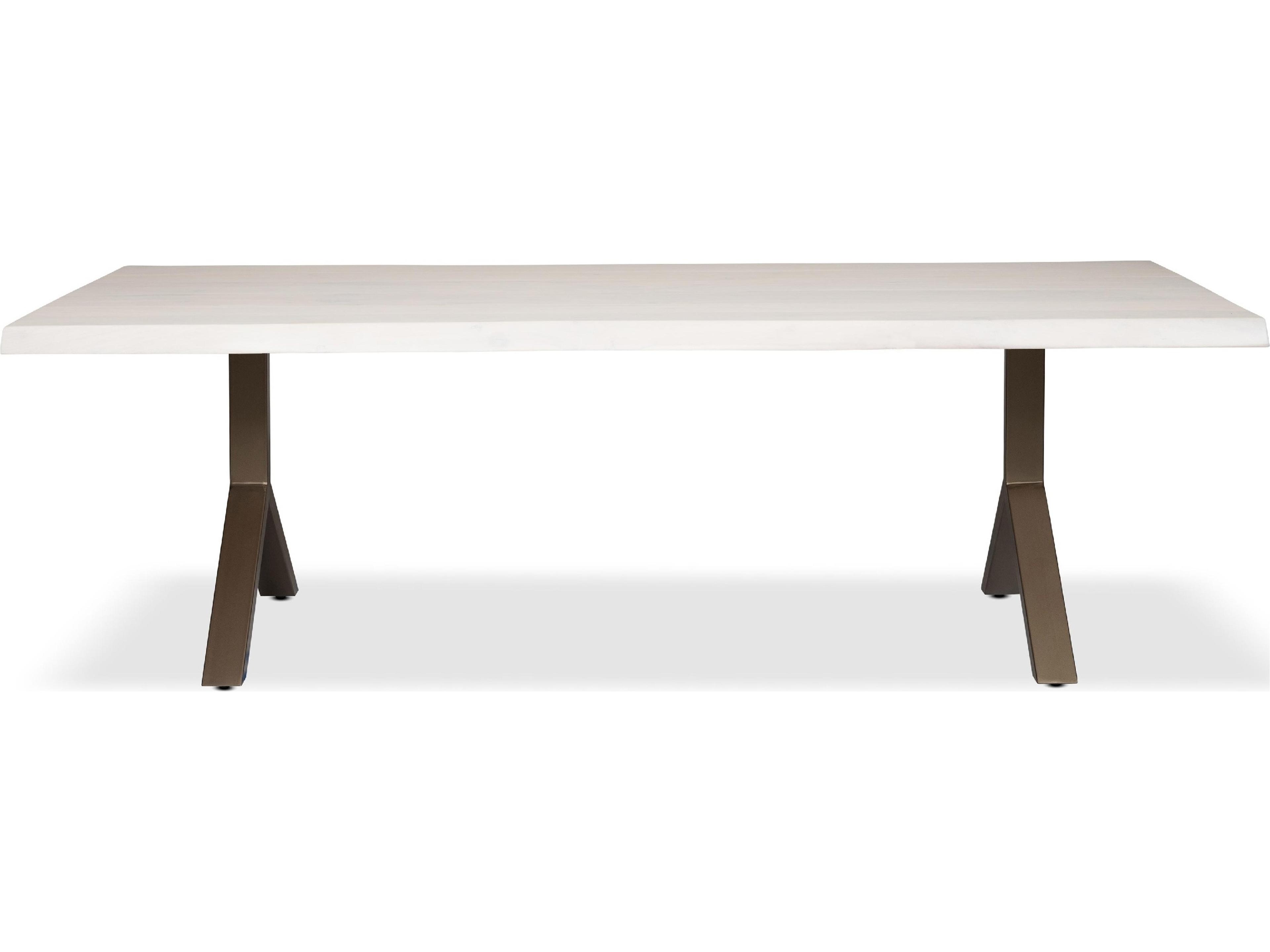 Urbia Brooks Dining Table Y Base White Wash Top Brass Base