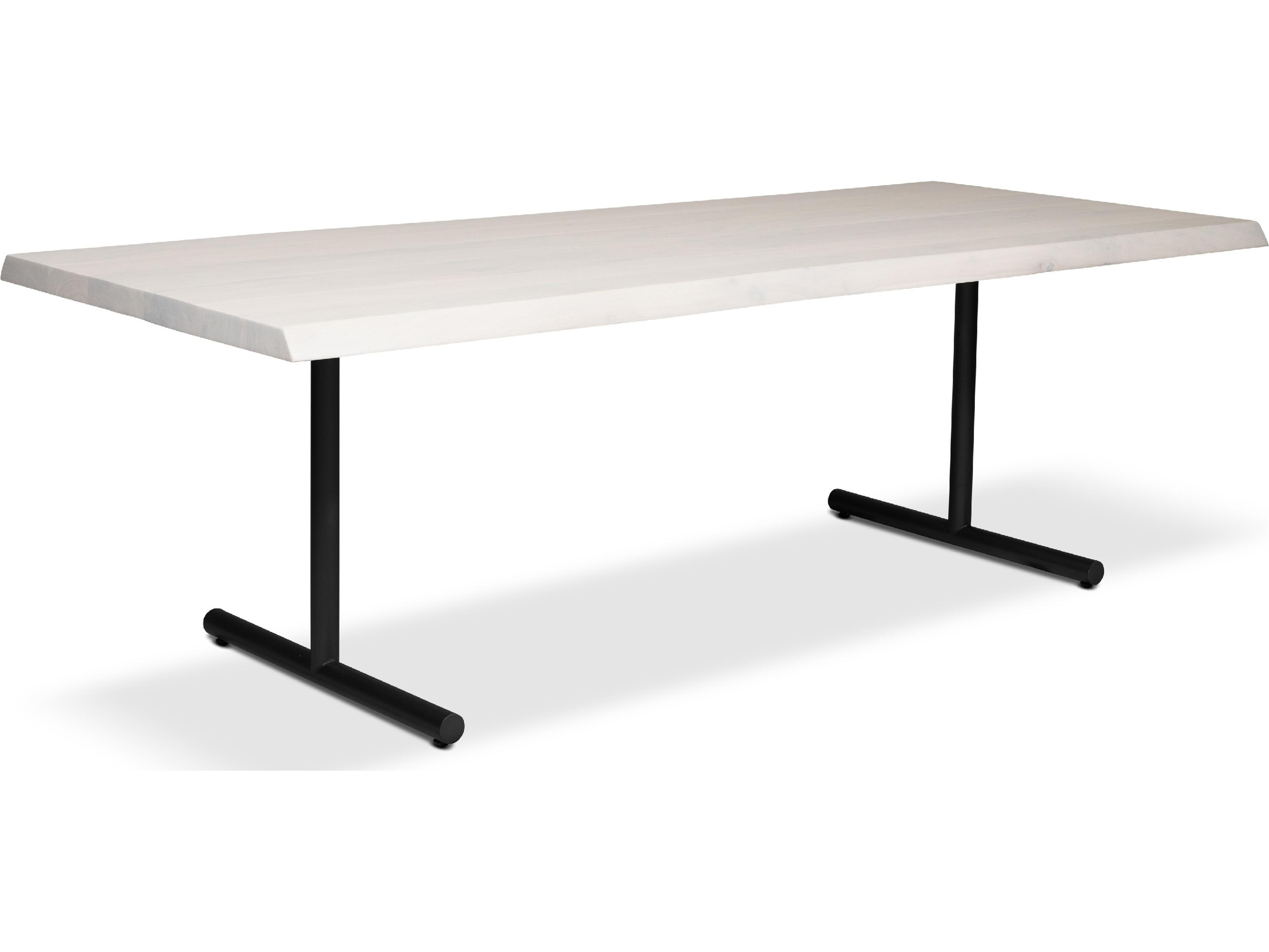 Brooks Dining Table T Base White Wash Top Black Base