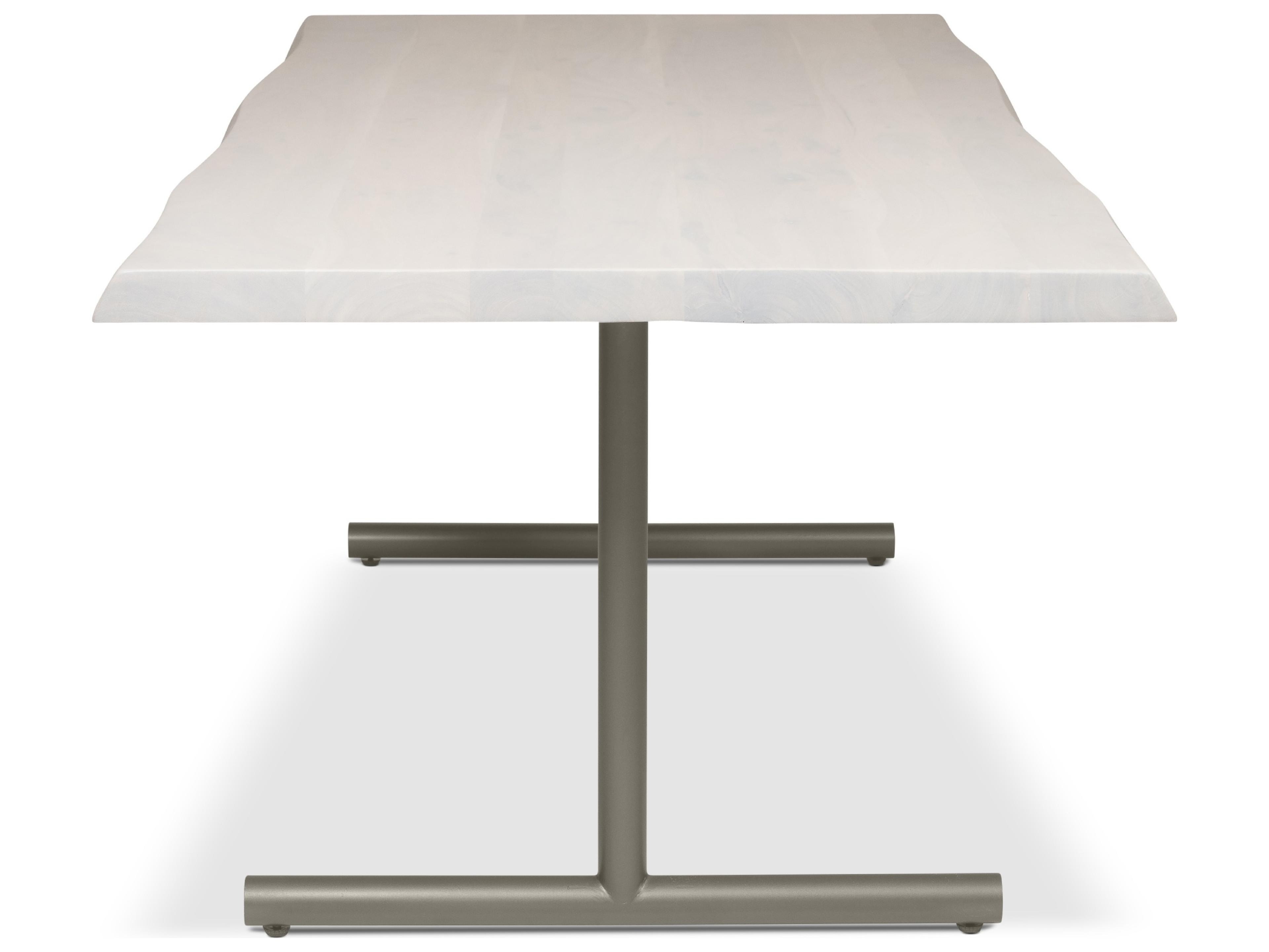 Urbia Brooks Dining Table T Base White Wash Top Pewter Base