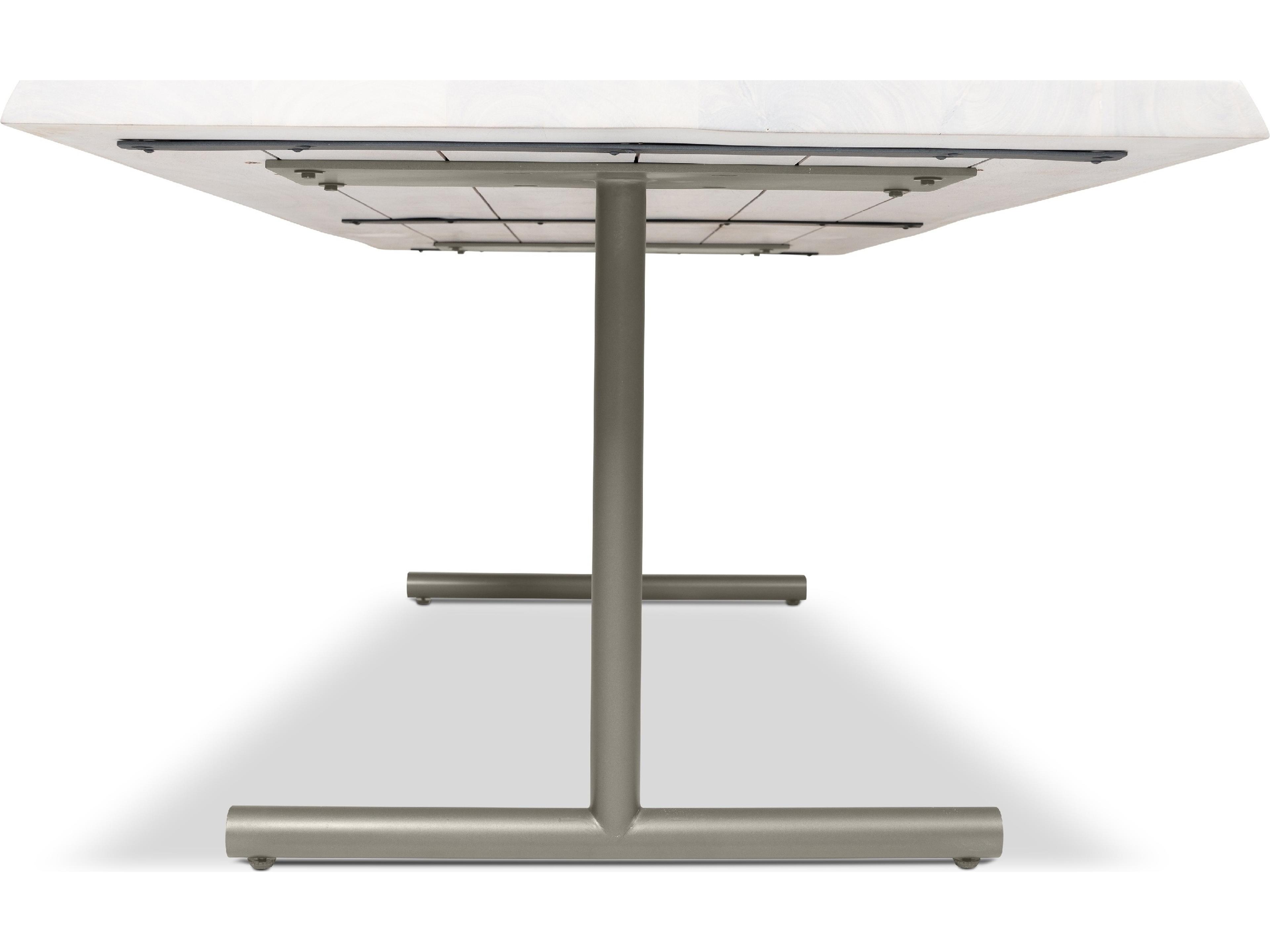Urbia Brooks Dining Table T Base White Wash Top Pewter Base