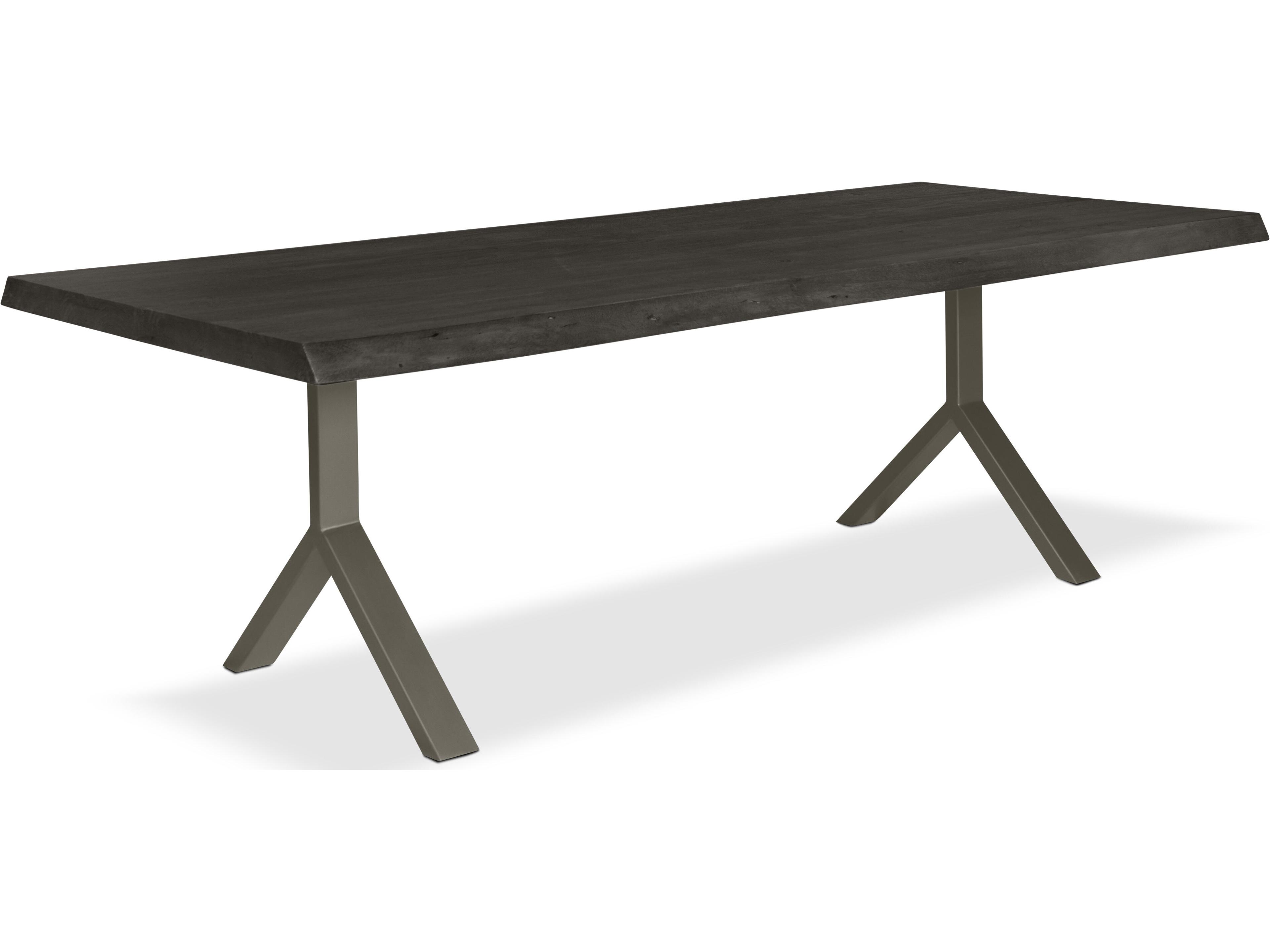 Brooks Dining Table Y Base Ebonized Top Pewter Base