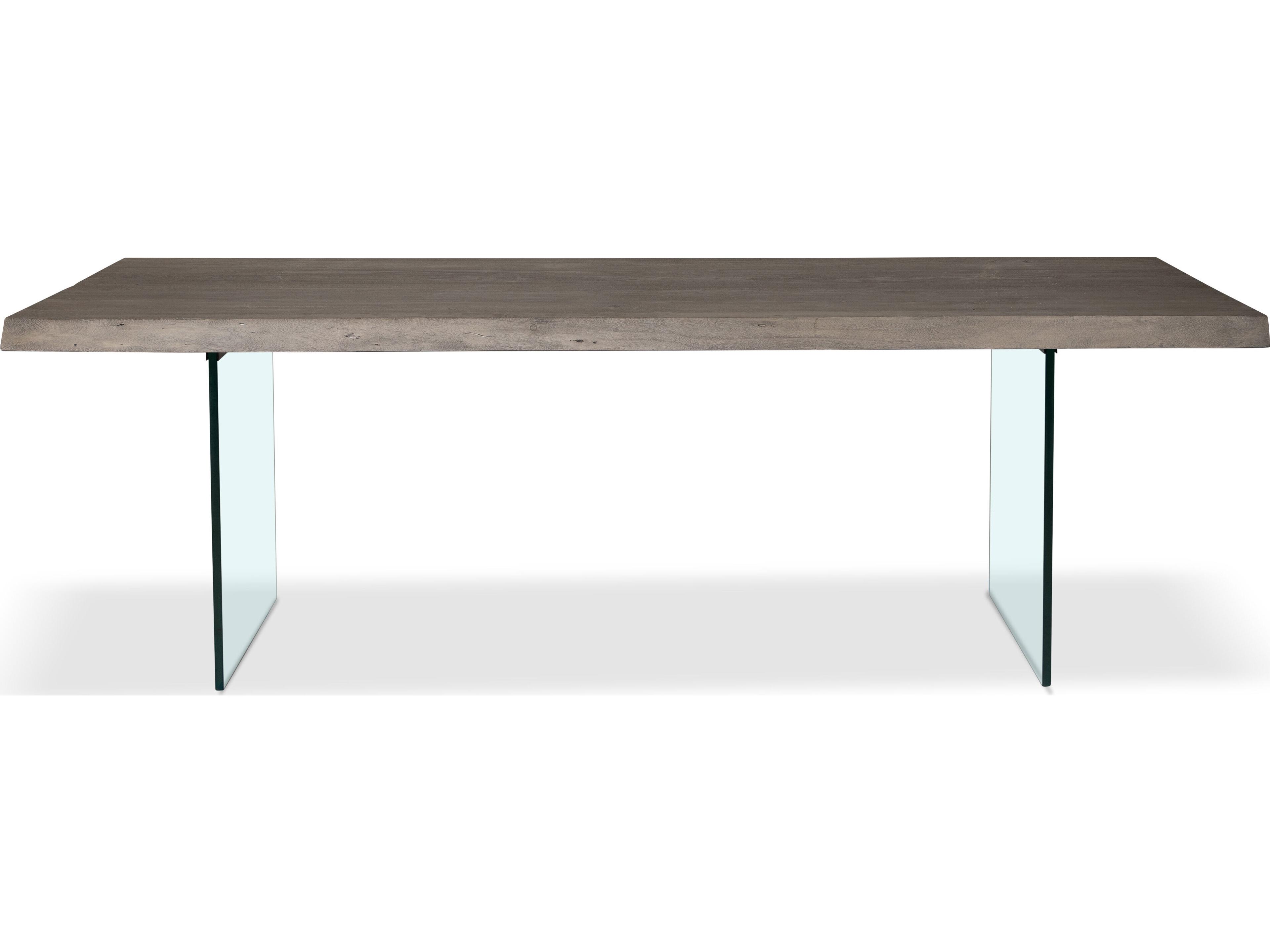 Urbia Brooks Rectangular Wood Sandblasted Grey Clear Dining Table