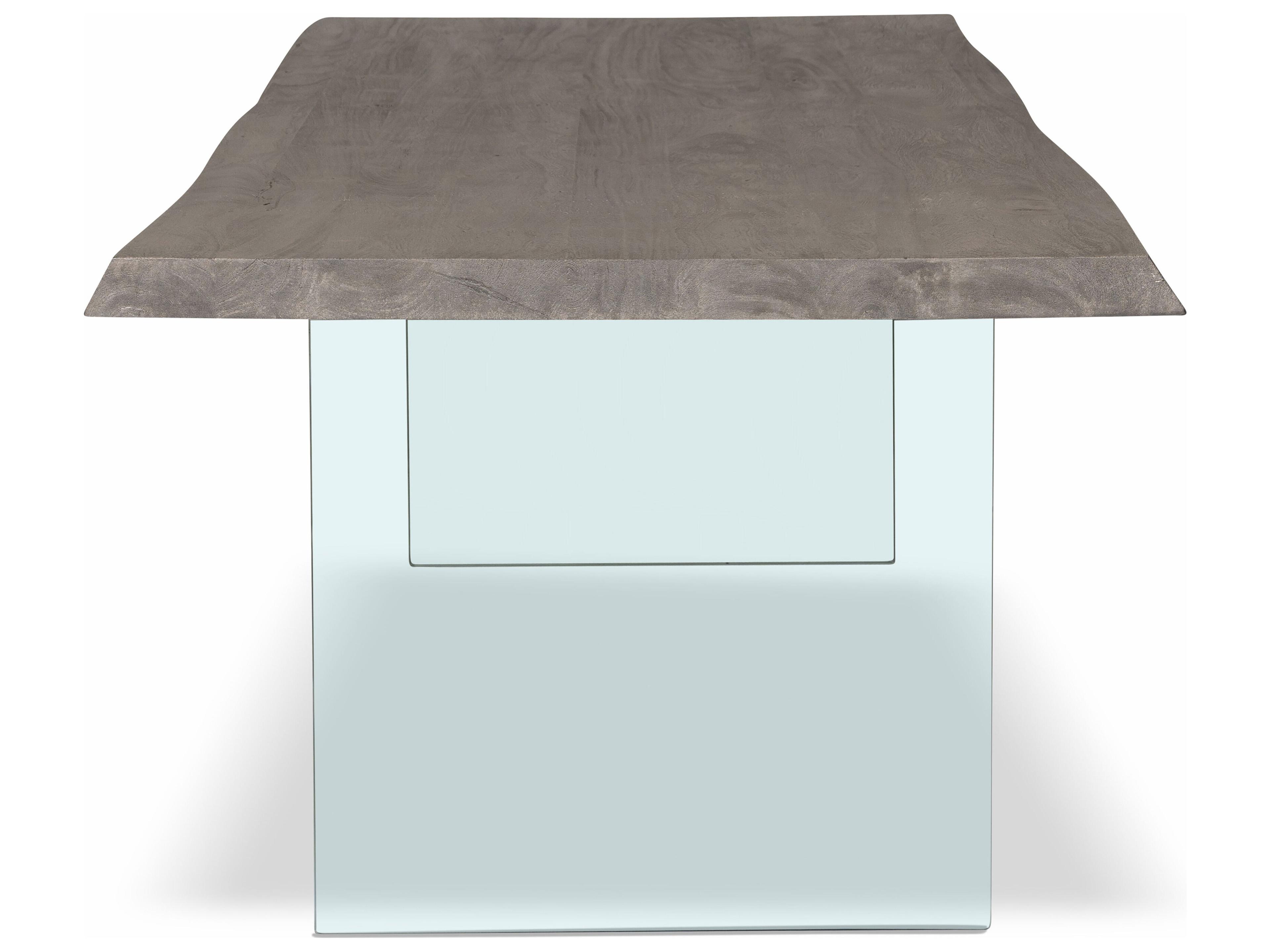 Urbia Brooks Rectangular Wood Sandblasted Grey Clear Dining Table