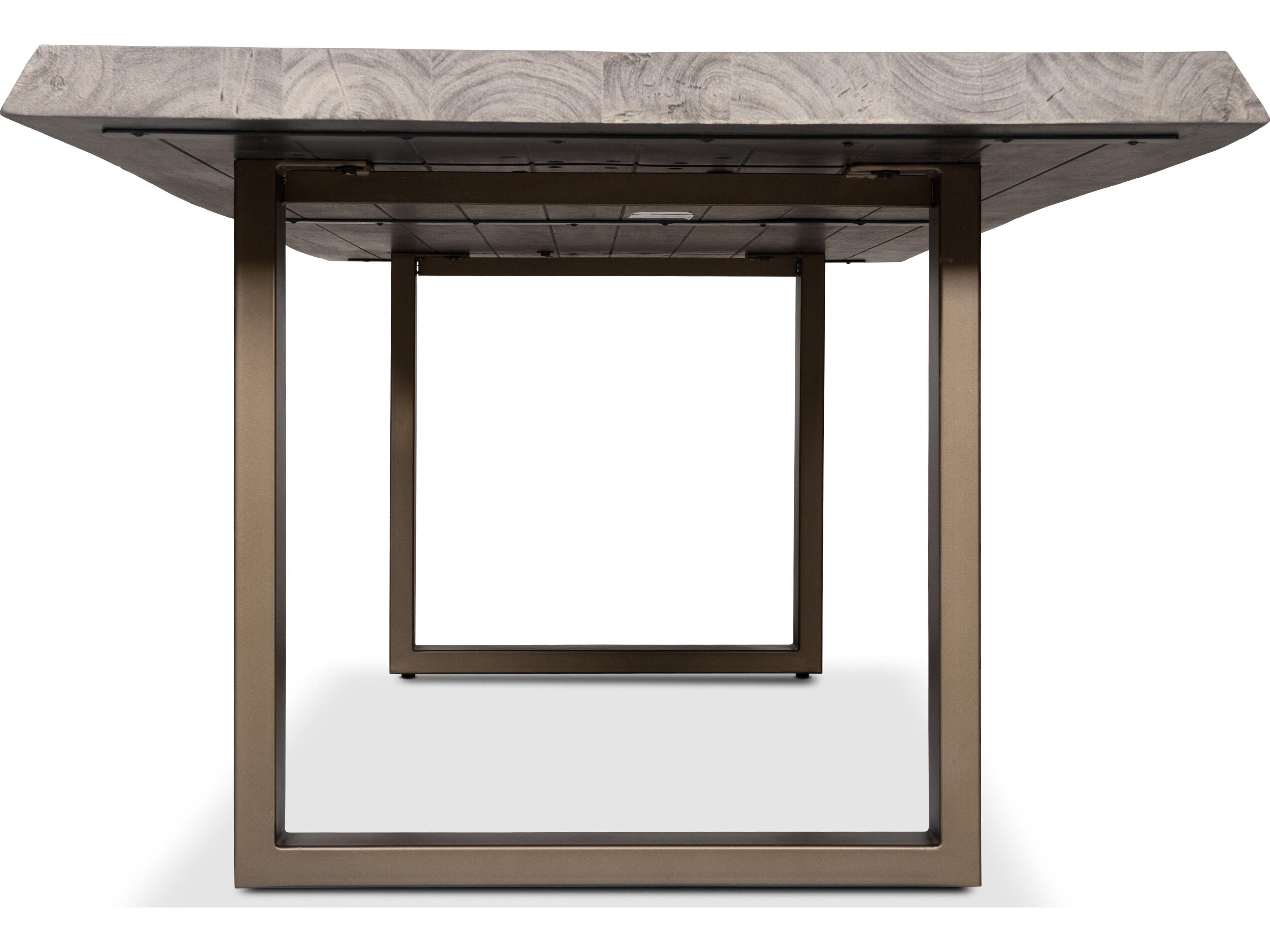 Urbia Brooks Rectangular Wood Sandblasted Grey Brass Dining Table