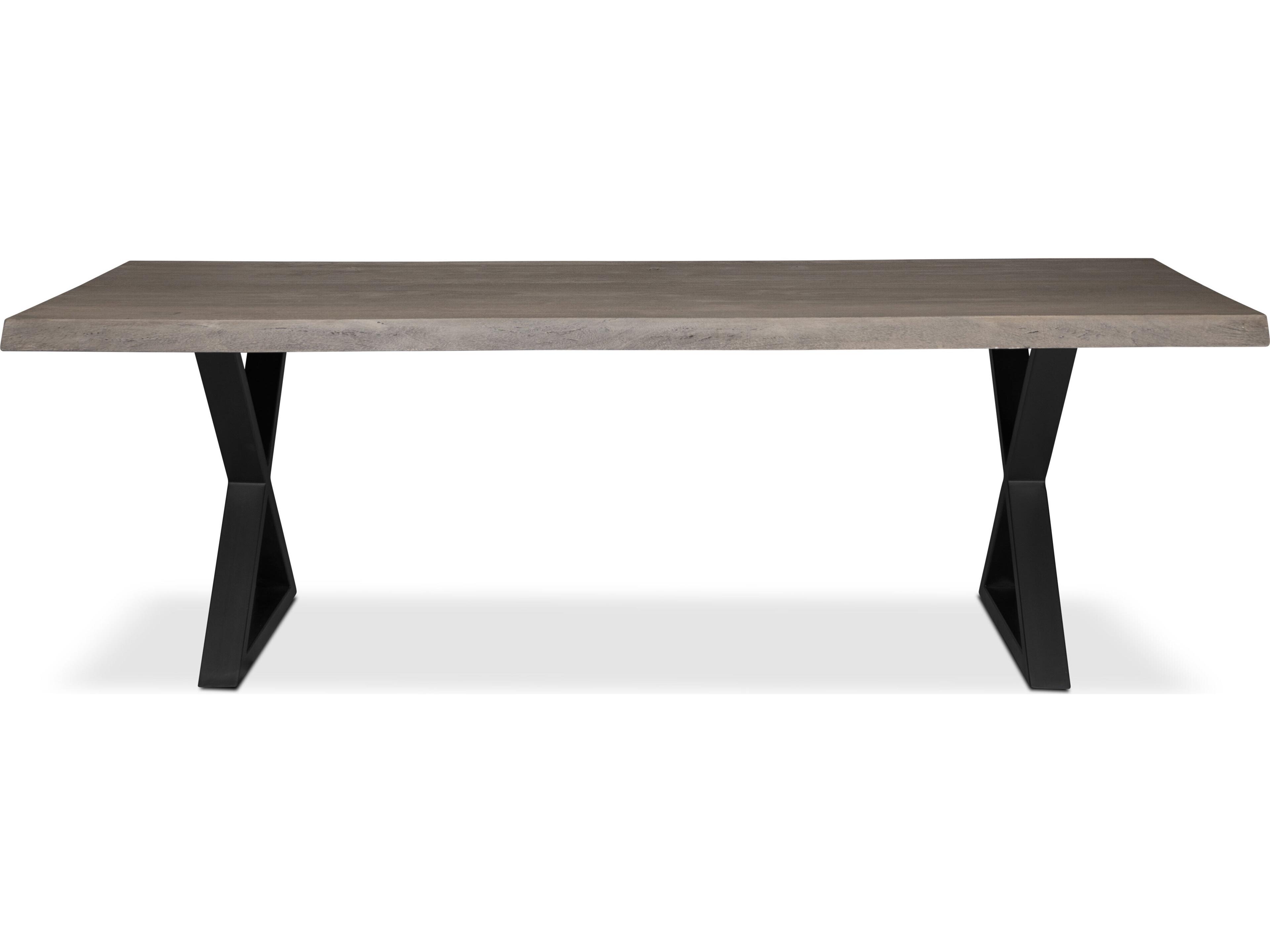 Urbia Brooks Rectangular Wood Sandblasted Grey Black Dining Table