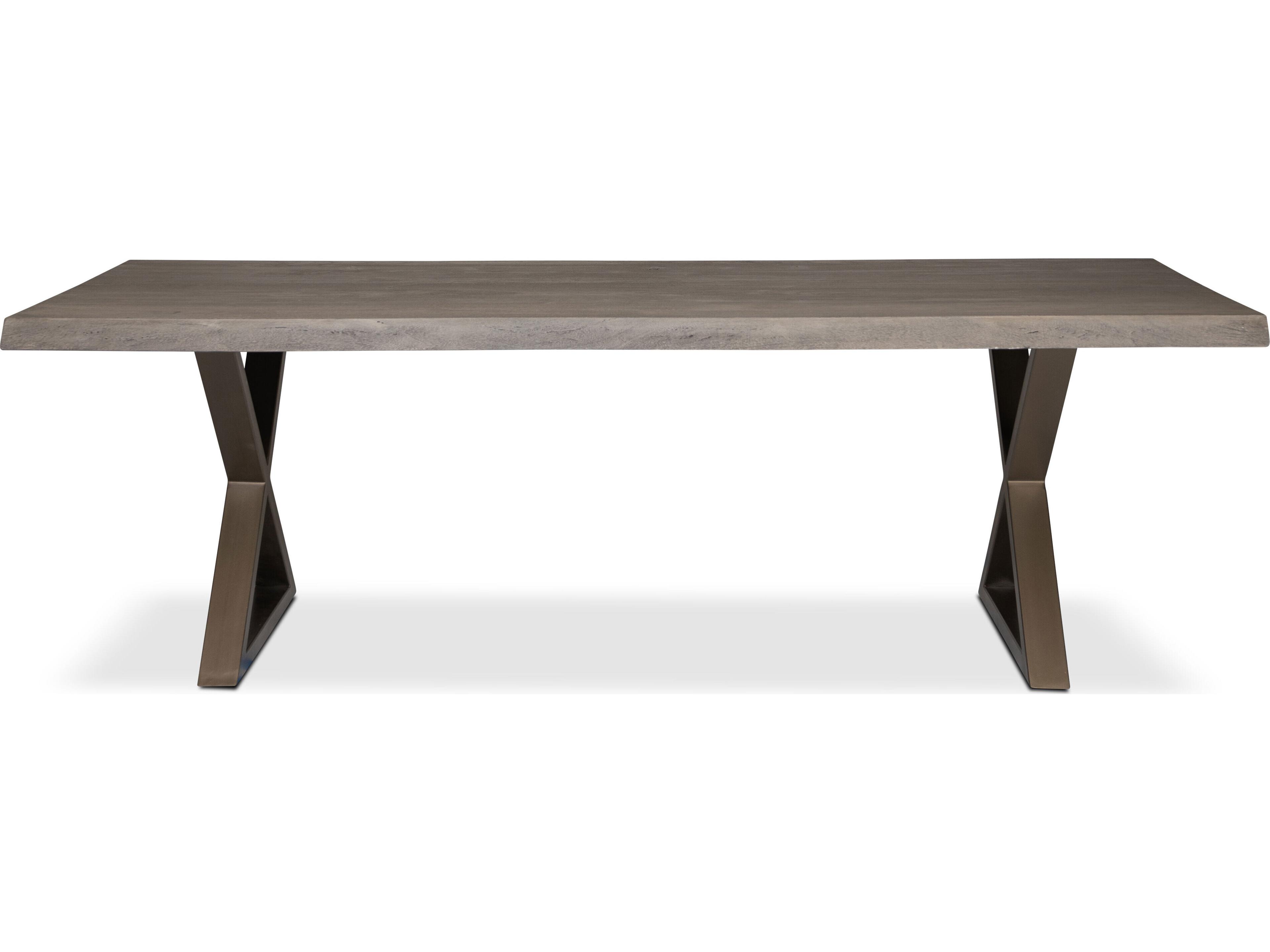 Urbia Brooks Rectangular Wood Sandblasted Grey Brass Dining Table