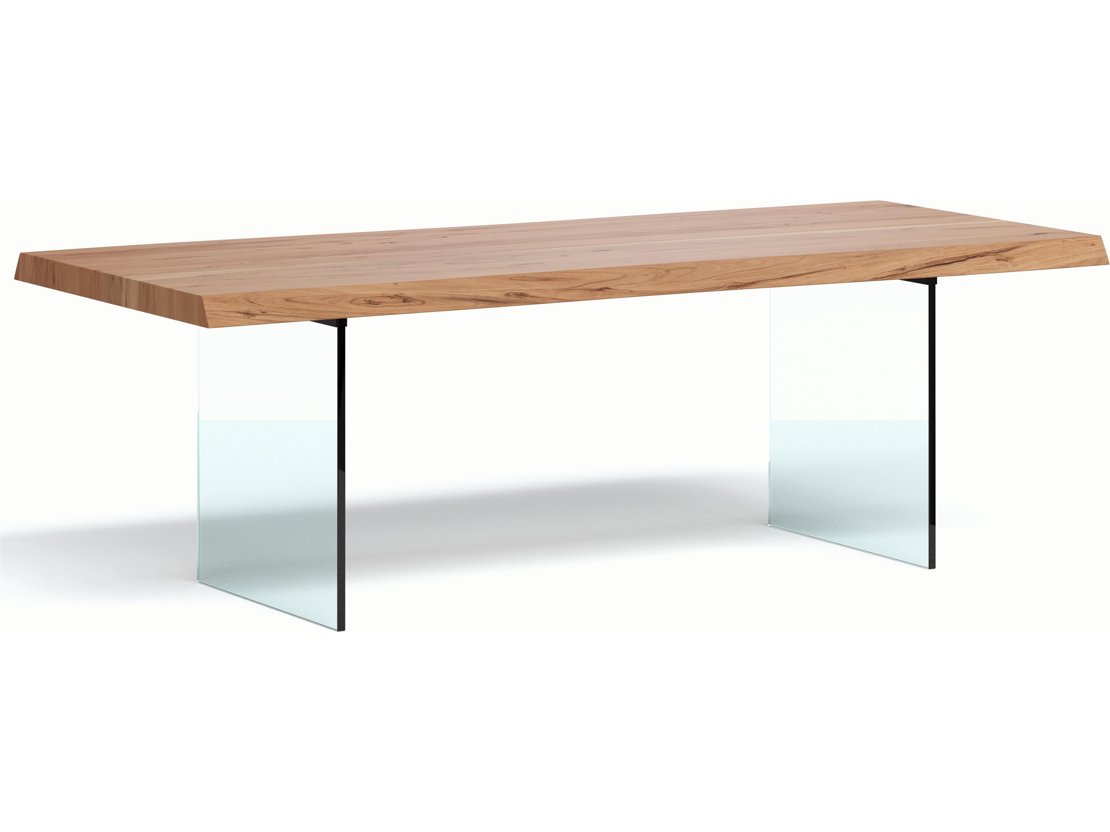 Urbia Brooks Dining Table Glass Base Teak Top Clear Glass Base