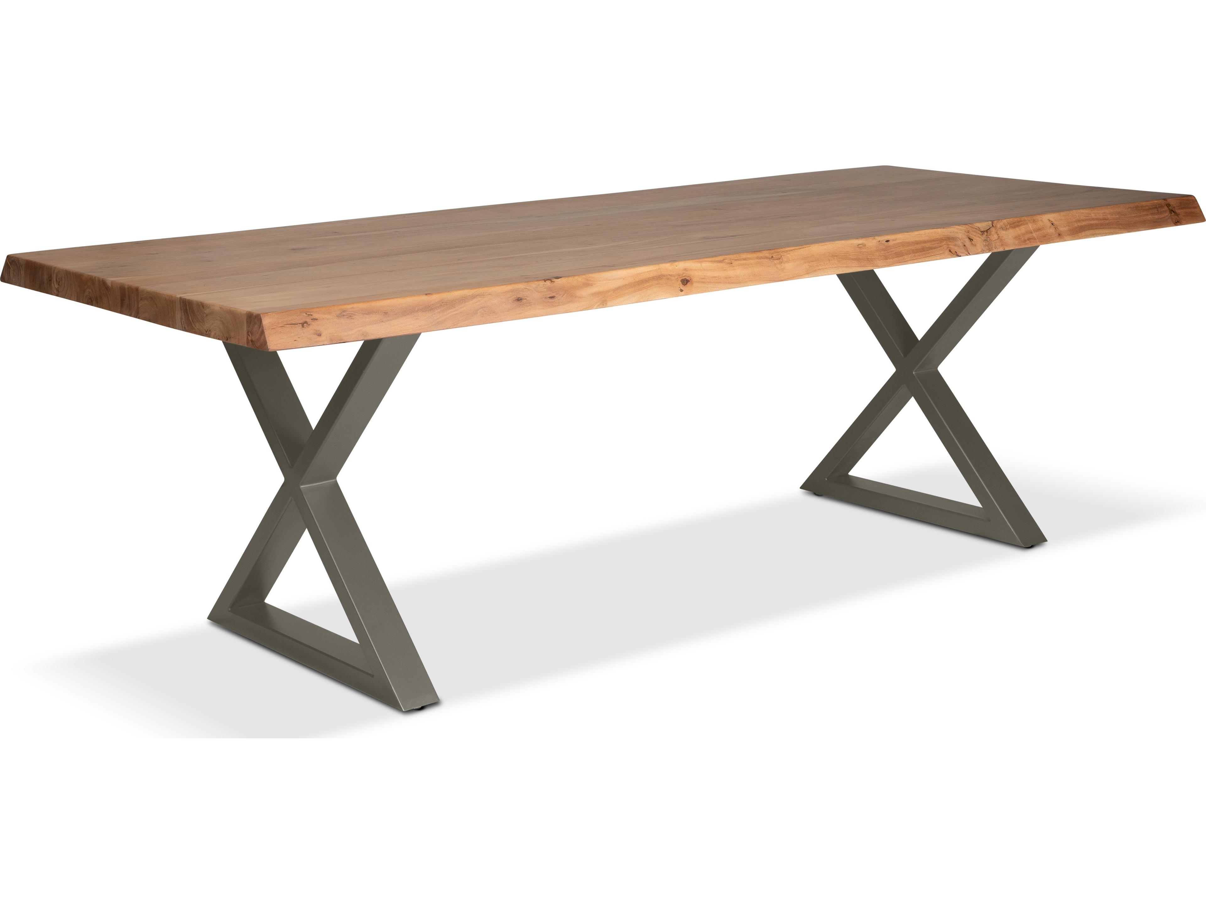 Brooks Dining Table Base Teak Top Pewter Base