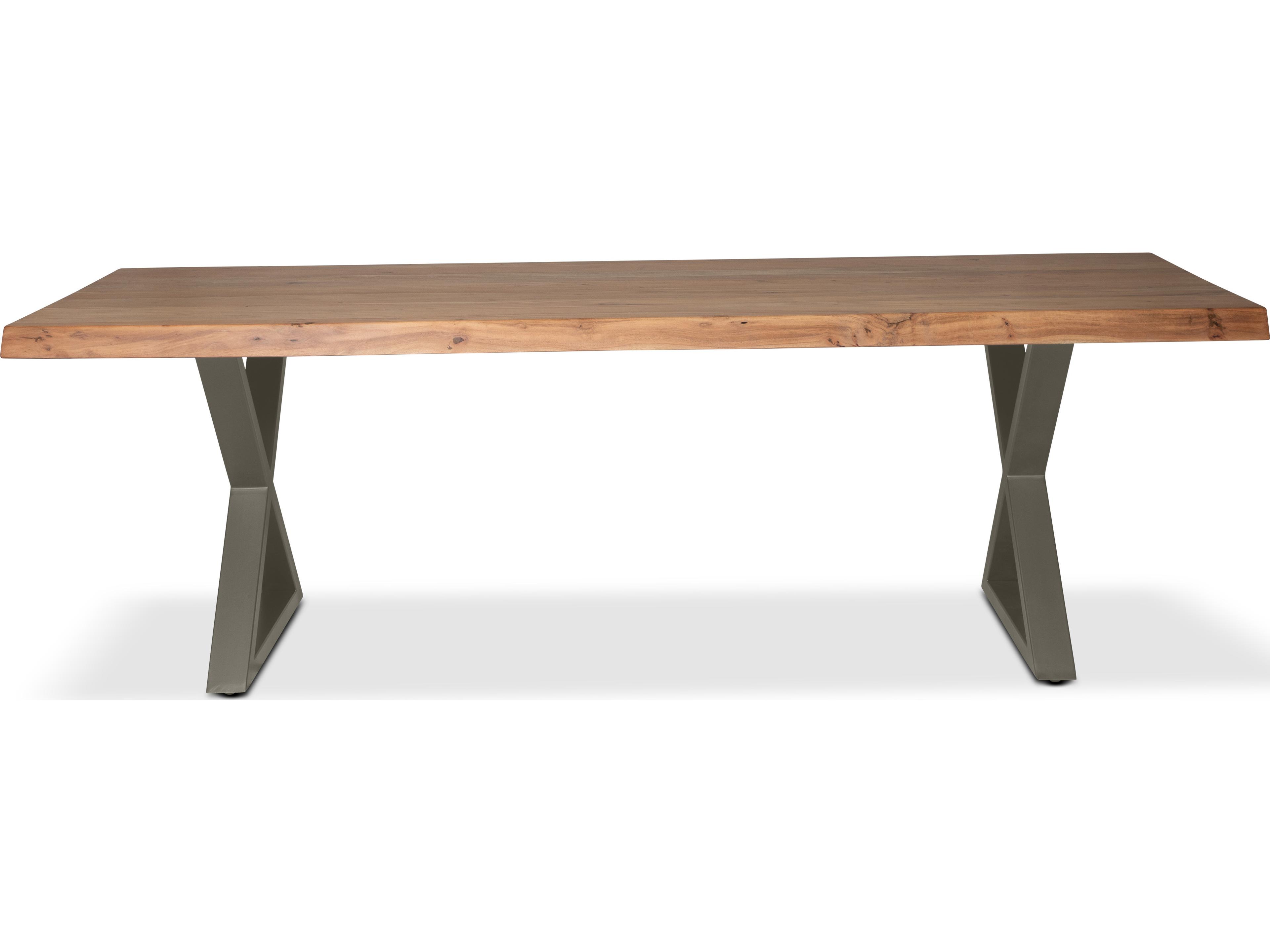 Urbia Brooks Dining Table Base Teak Top Pewter Base