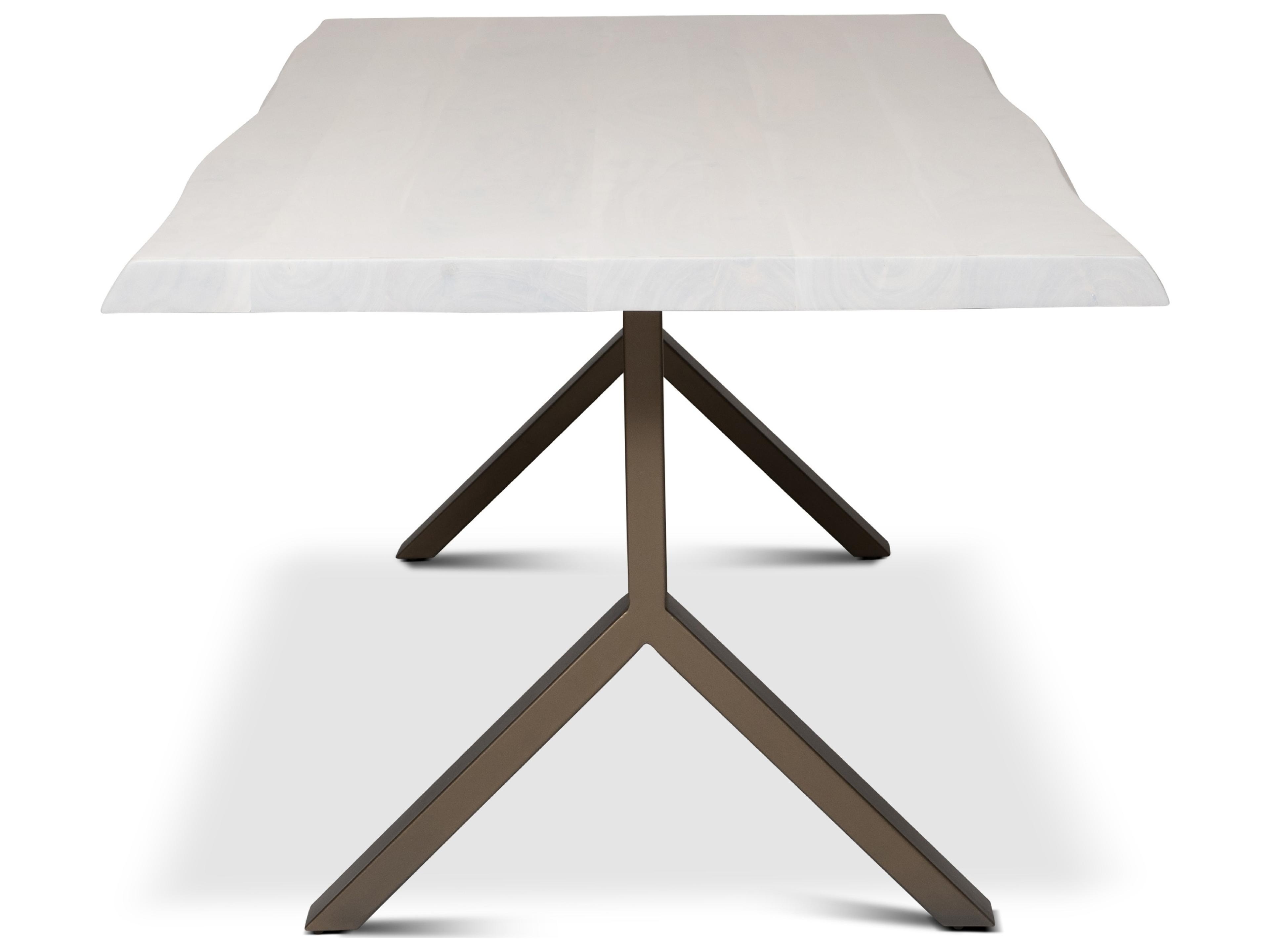 Urbia Brooks Dining Table Y Base White Wash Top Brass Base