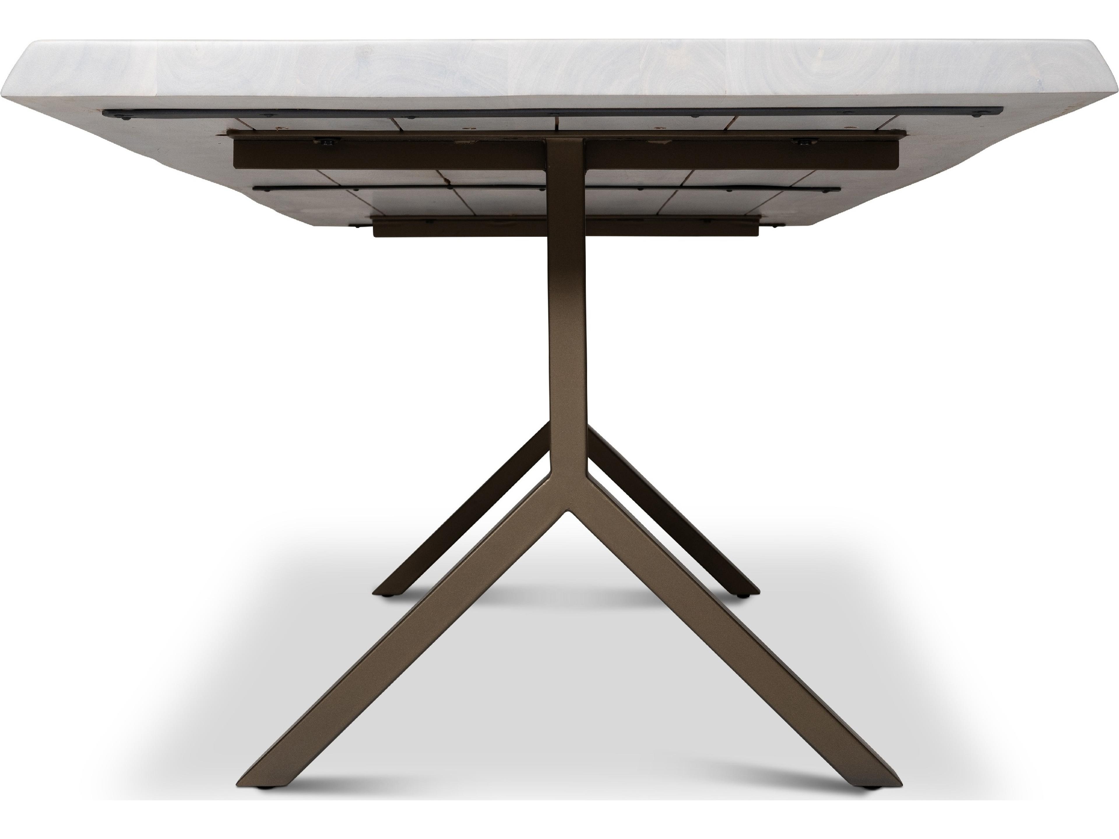Urbia Brooks Dining Table Y Base White Wash Top Brass Base