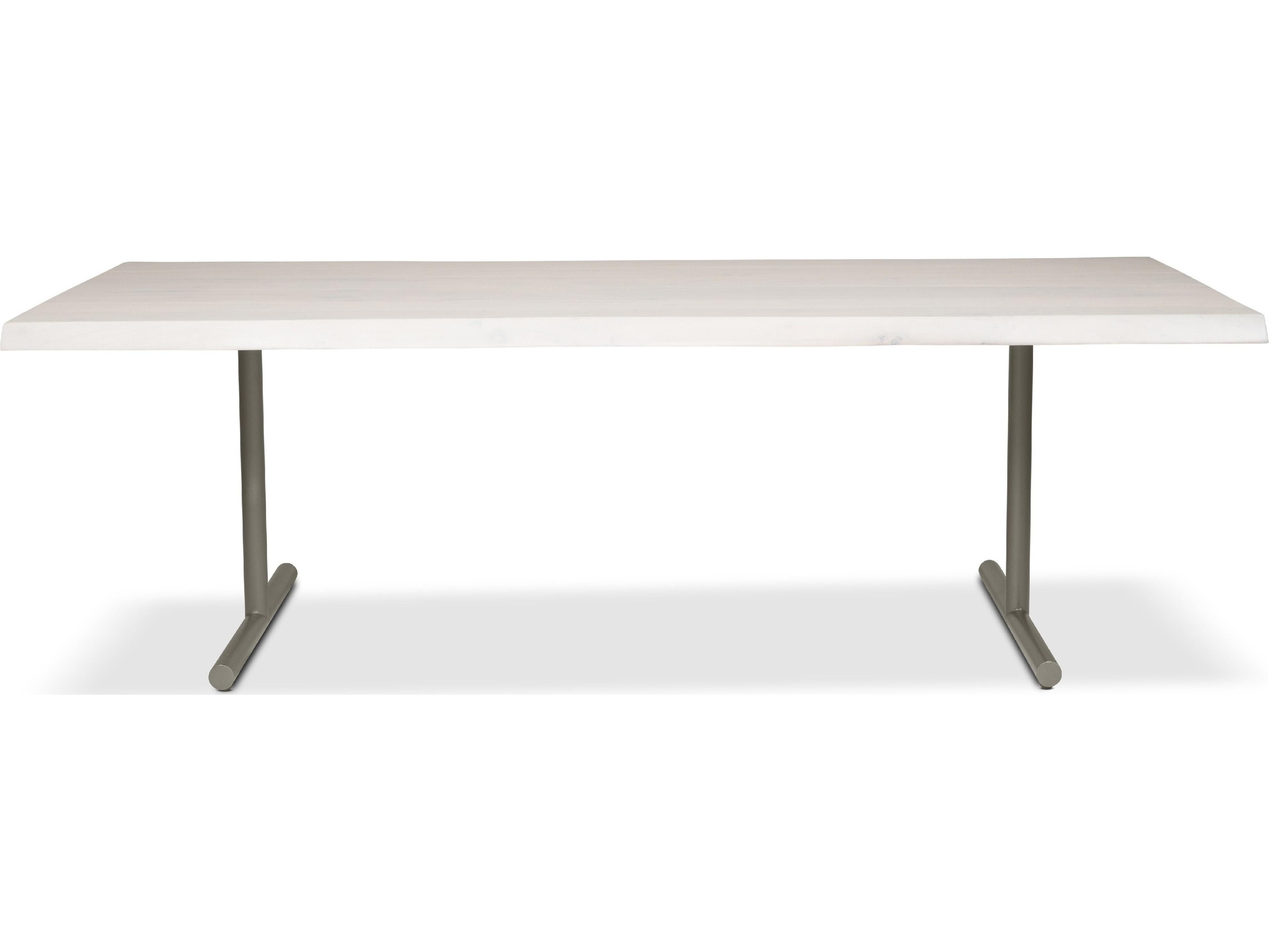 Urbia Brooks Dining Table T Base White Wash Top Pewter Base
