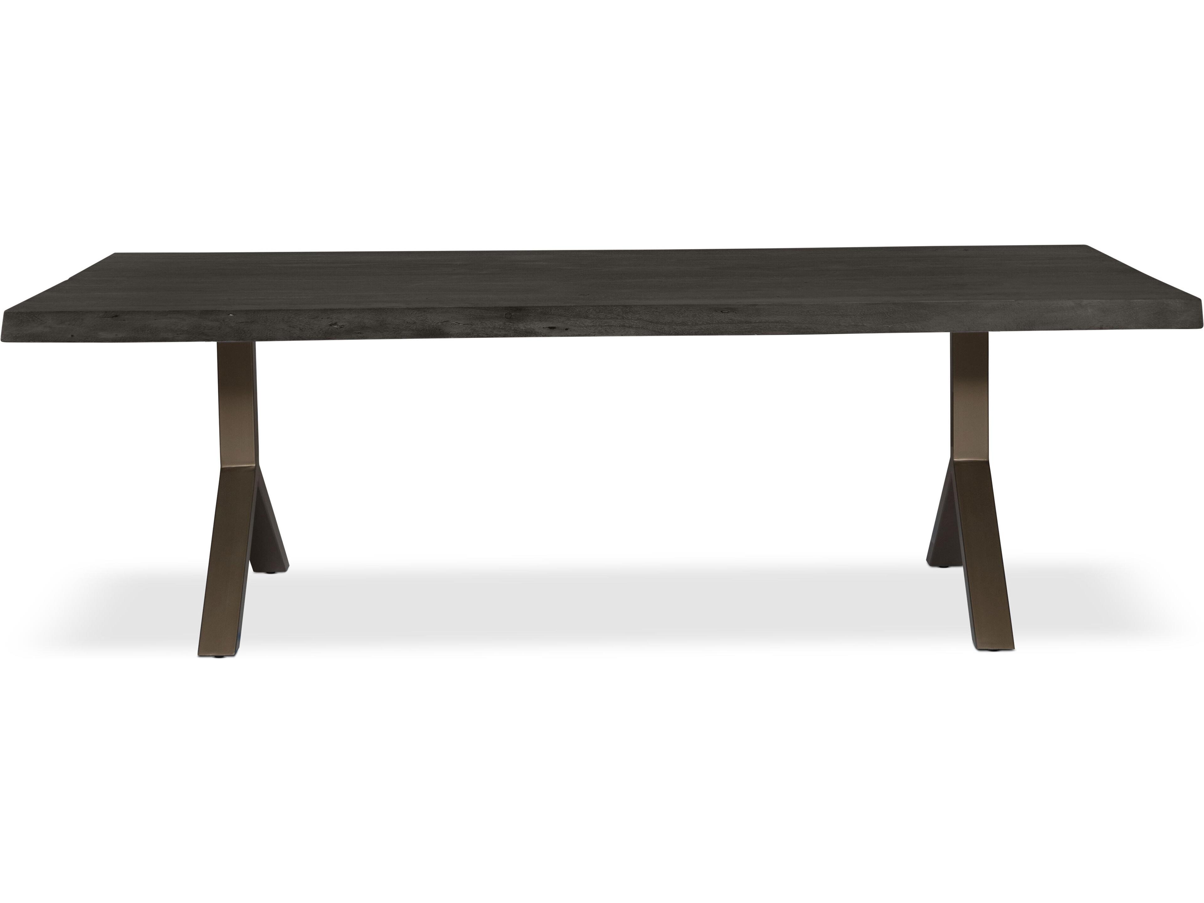 Urbia Brooks Dining Table Y Base Ebonized Top Brass Base