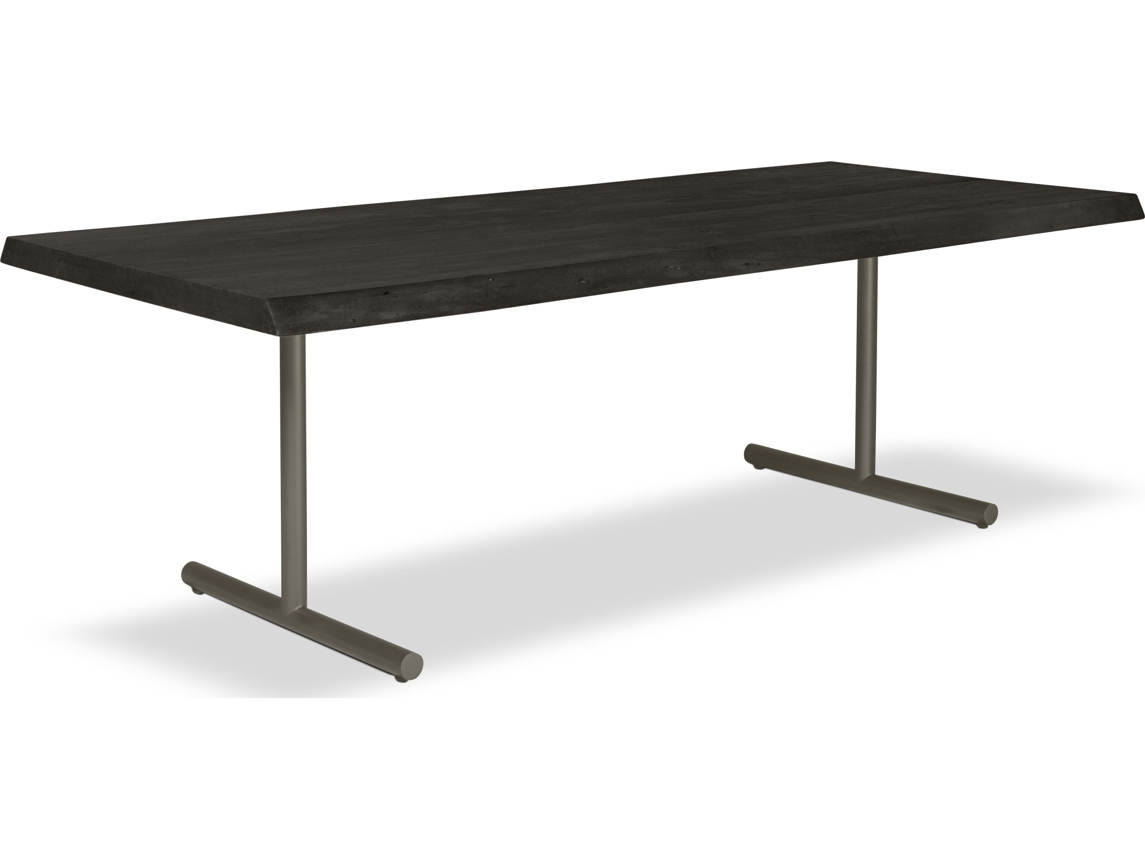 Brooks Dining Table T Base Ebonized Top Pewter Base