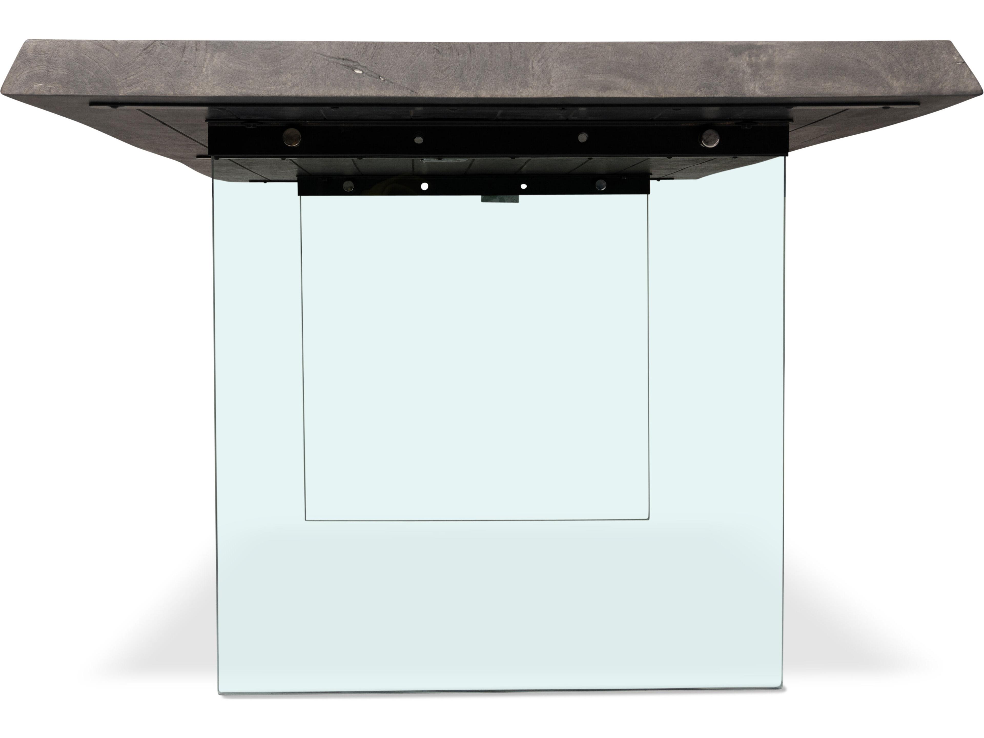 Urbia Brooks Rectangular Wood Sandblasted Grey Clear Dining Table
