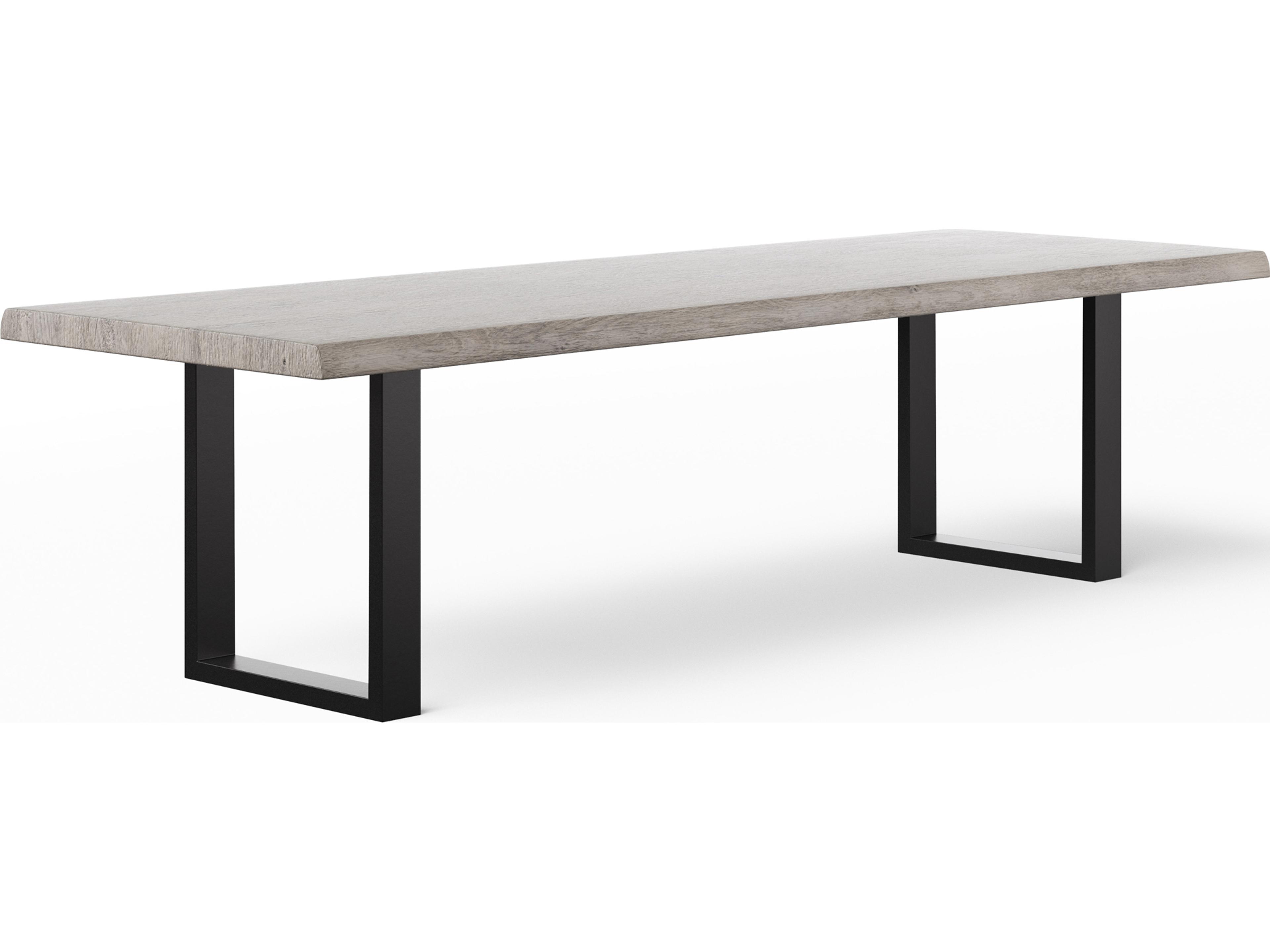 Urbia Brooks Rectangular Wood Sandblasted Grey Black Dining Table