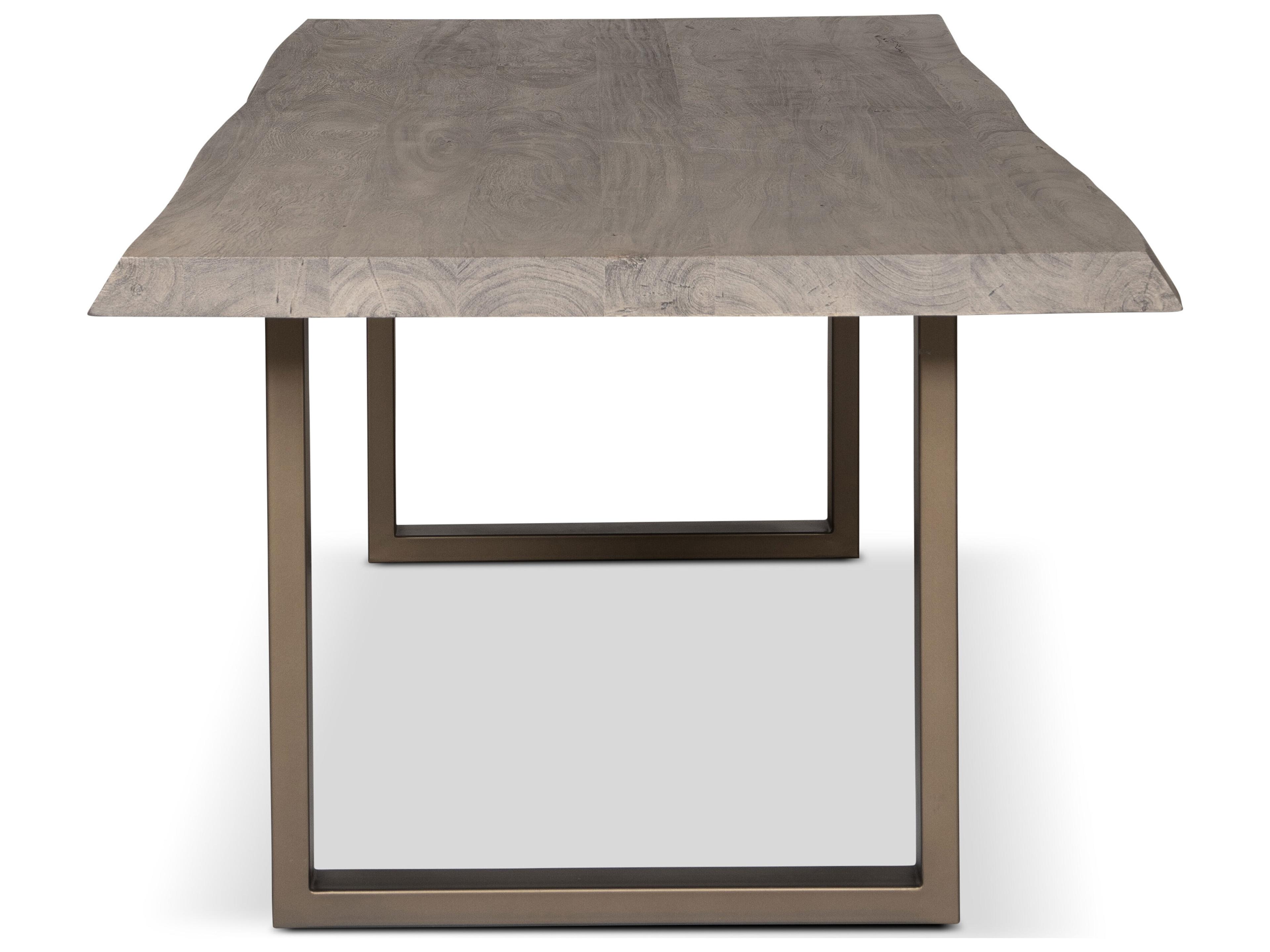 Urbia Brooks Rectangular Wood Sandblasted Grey Brass Dining Table