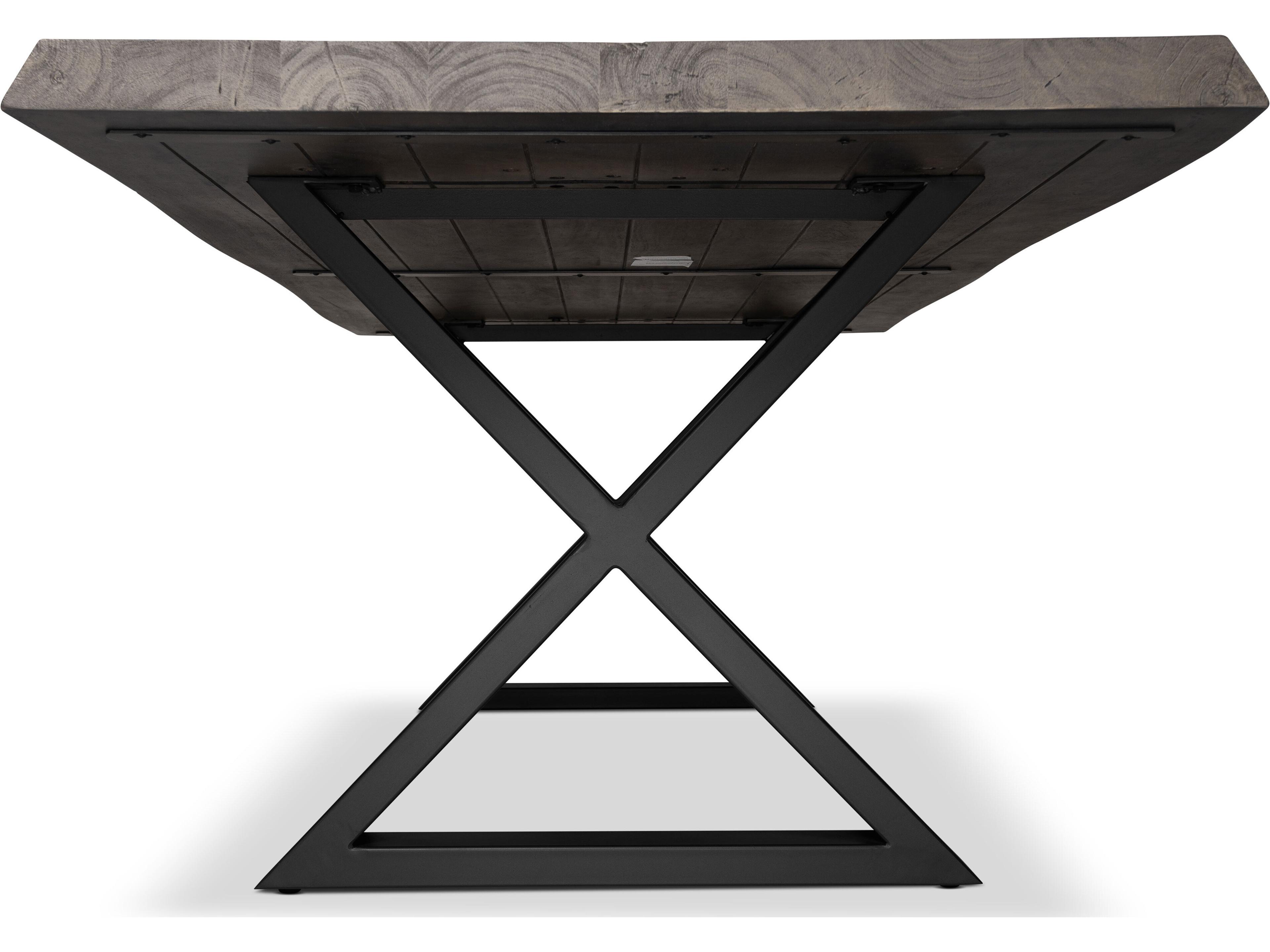 Urbia Brooks Rectangular Wood Sandblasted Grey Black Dining Table